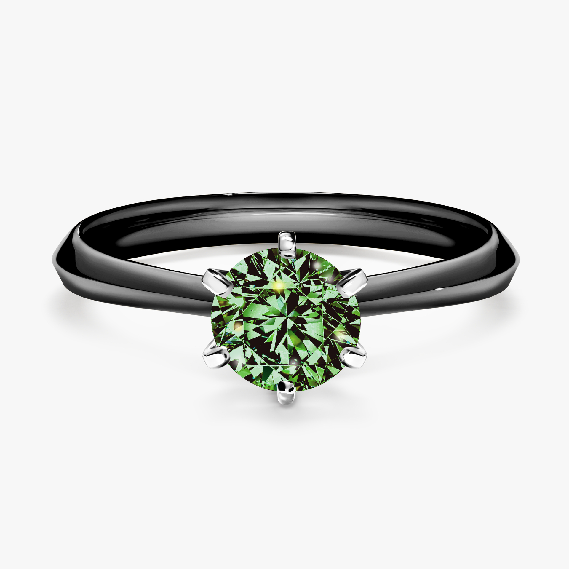 Pierścionek zaręczynowy My Queen z czarnego złota z ciemnym zielonym diamentem 0,80ct