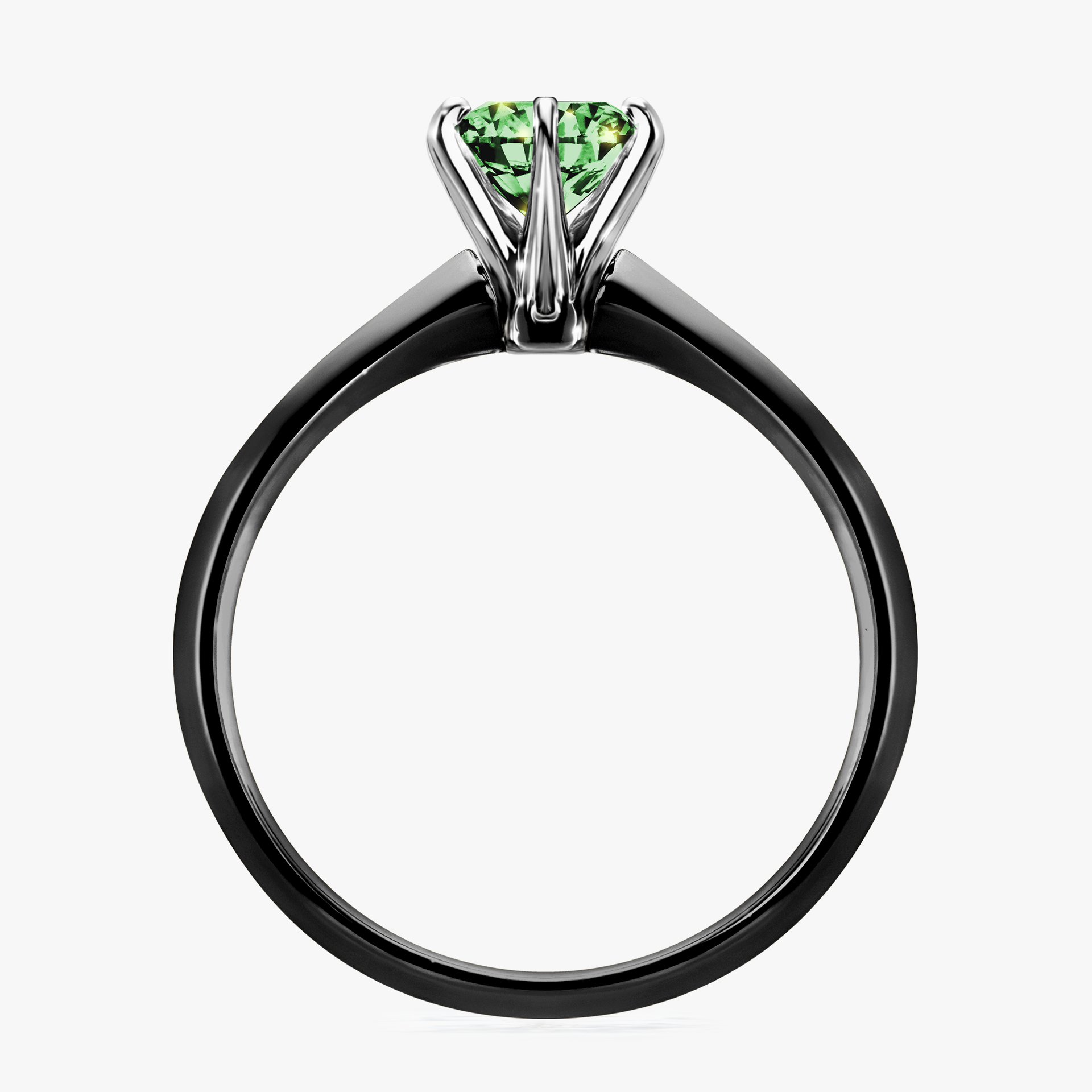 Pierścionek zaręczynowy My Queen z czarnego złota z ciemnym zielonym diamentem 0,80ct