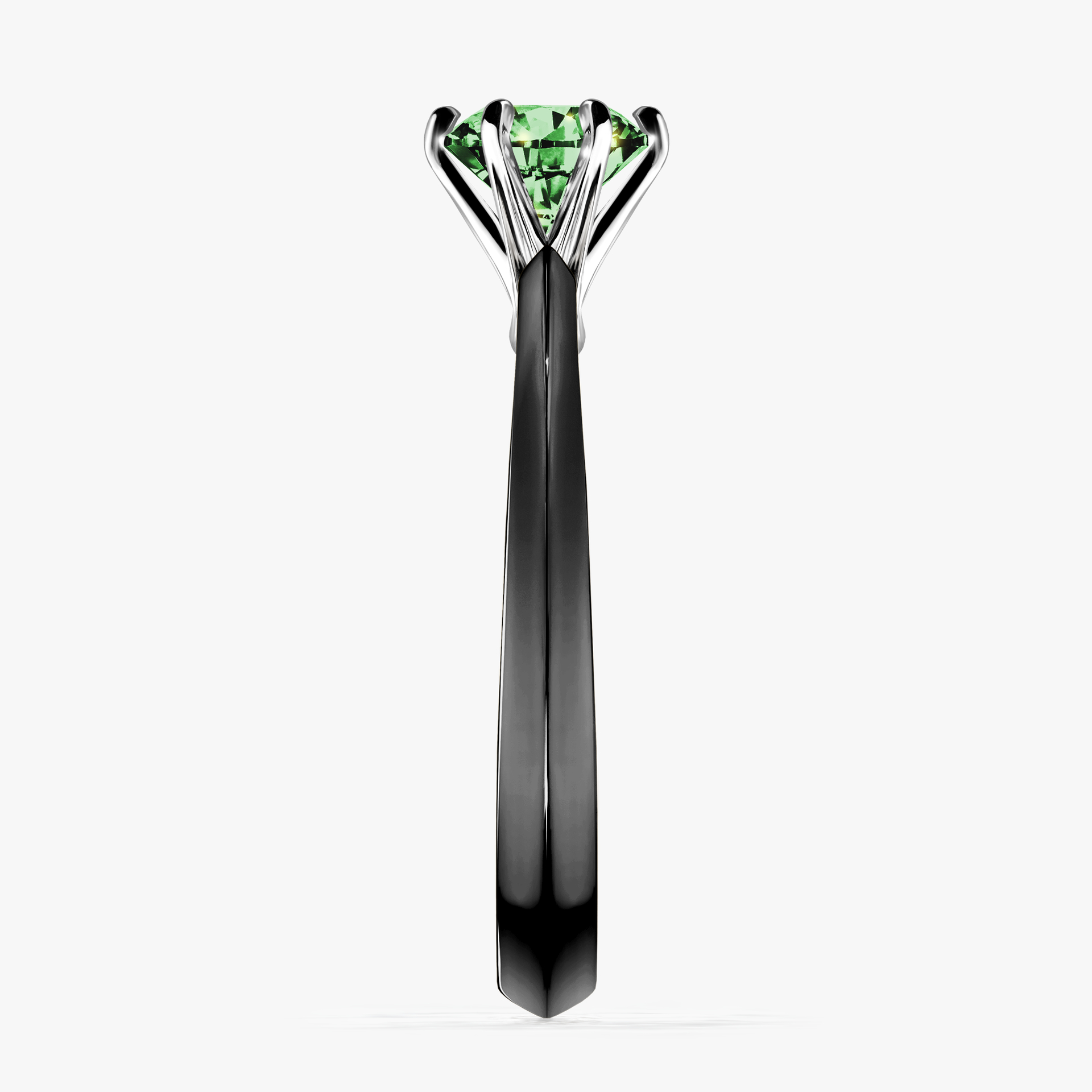 Pierścionek zaręczynowy My Queen z czarnego złota z ciemnym zielonym diamentem 0,80ct