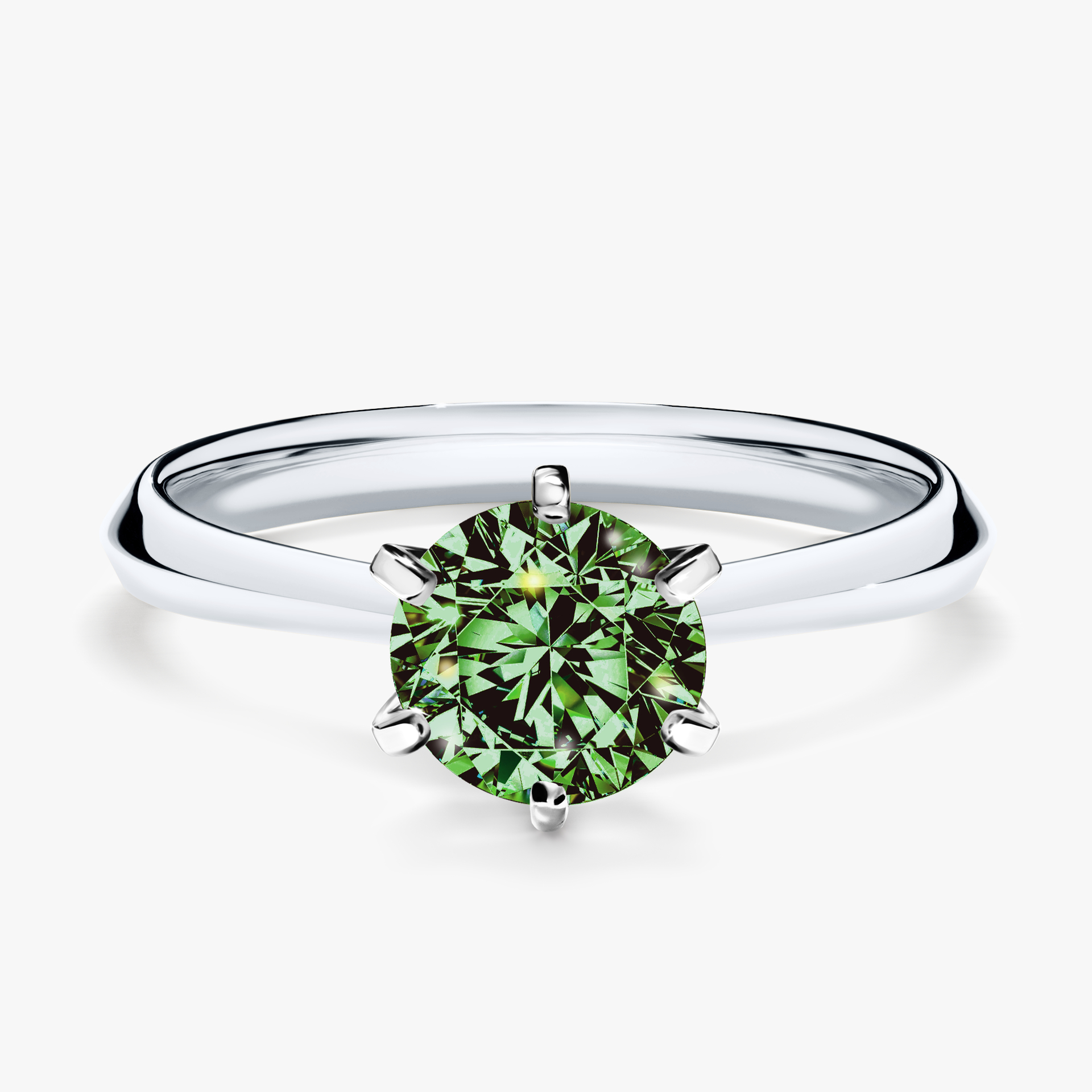 Pierścionek zaręczynowy My Queen z białego złota z ciemnym zielonym diamentem 1,00ct