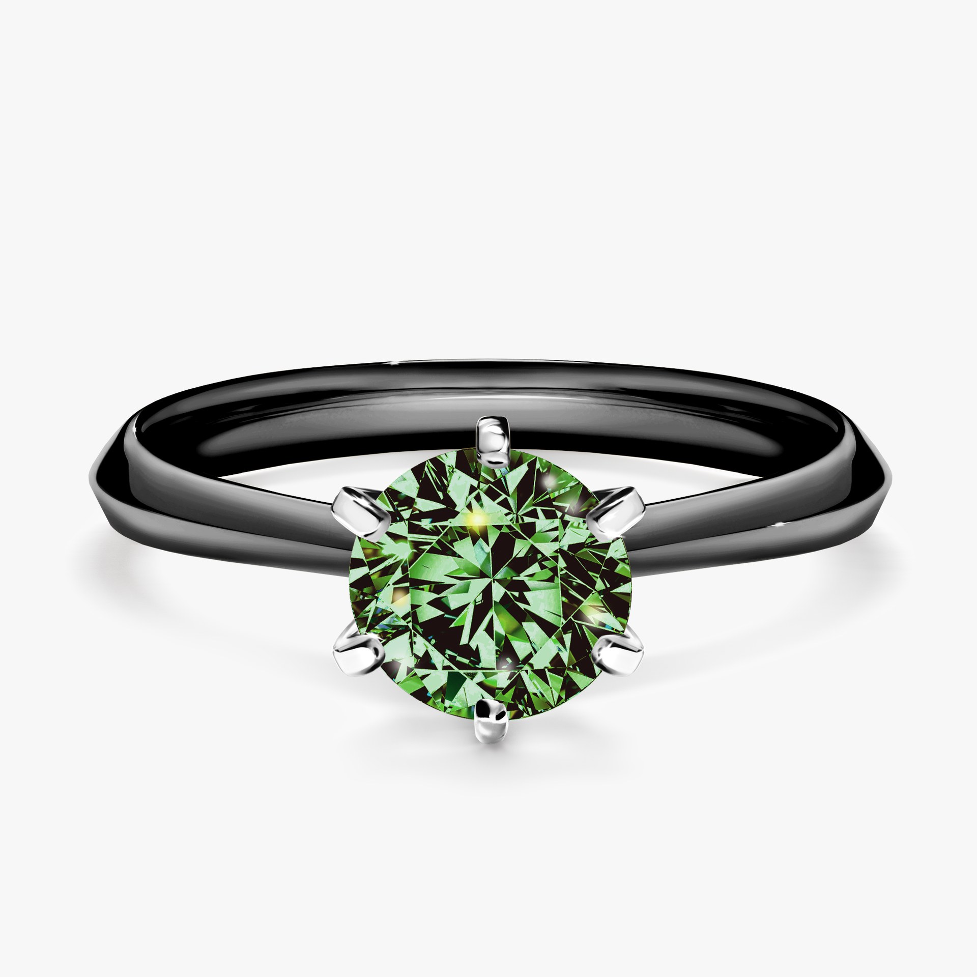 Pierścionek zaręczynowy My Queen z czarnego złota z ciemnym zielonym diamentem 1,00ct