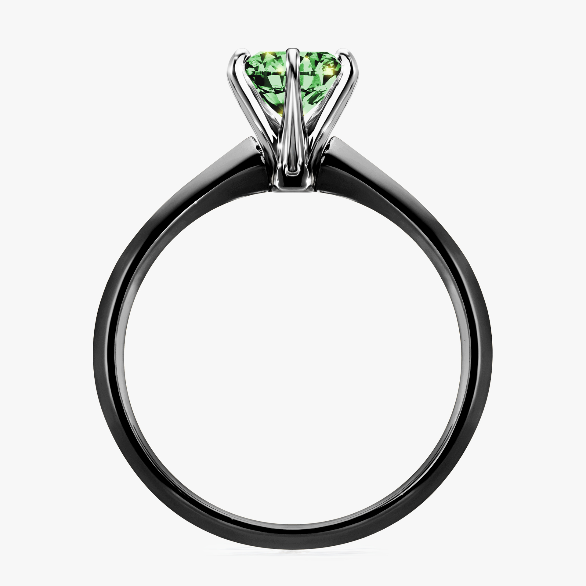 Pierścionek zaręczynowy My Queen z czarnego złota z ciemnym zielonym diamentem 1,00ct