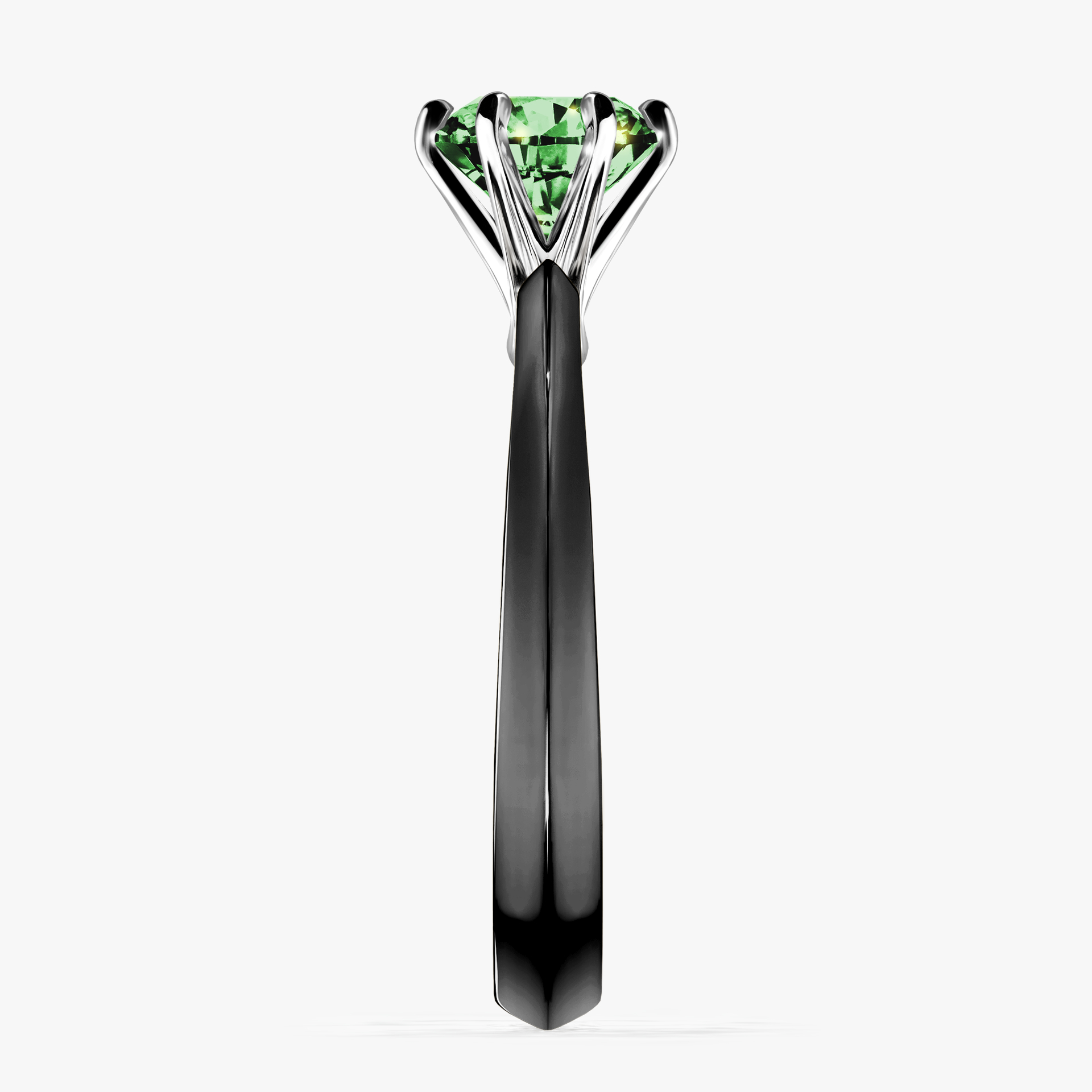Pierścionek zaręczynowy My Queen z czarnego złota z ciemnym zielonym diamentem 1,00ct
