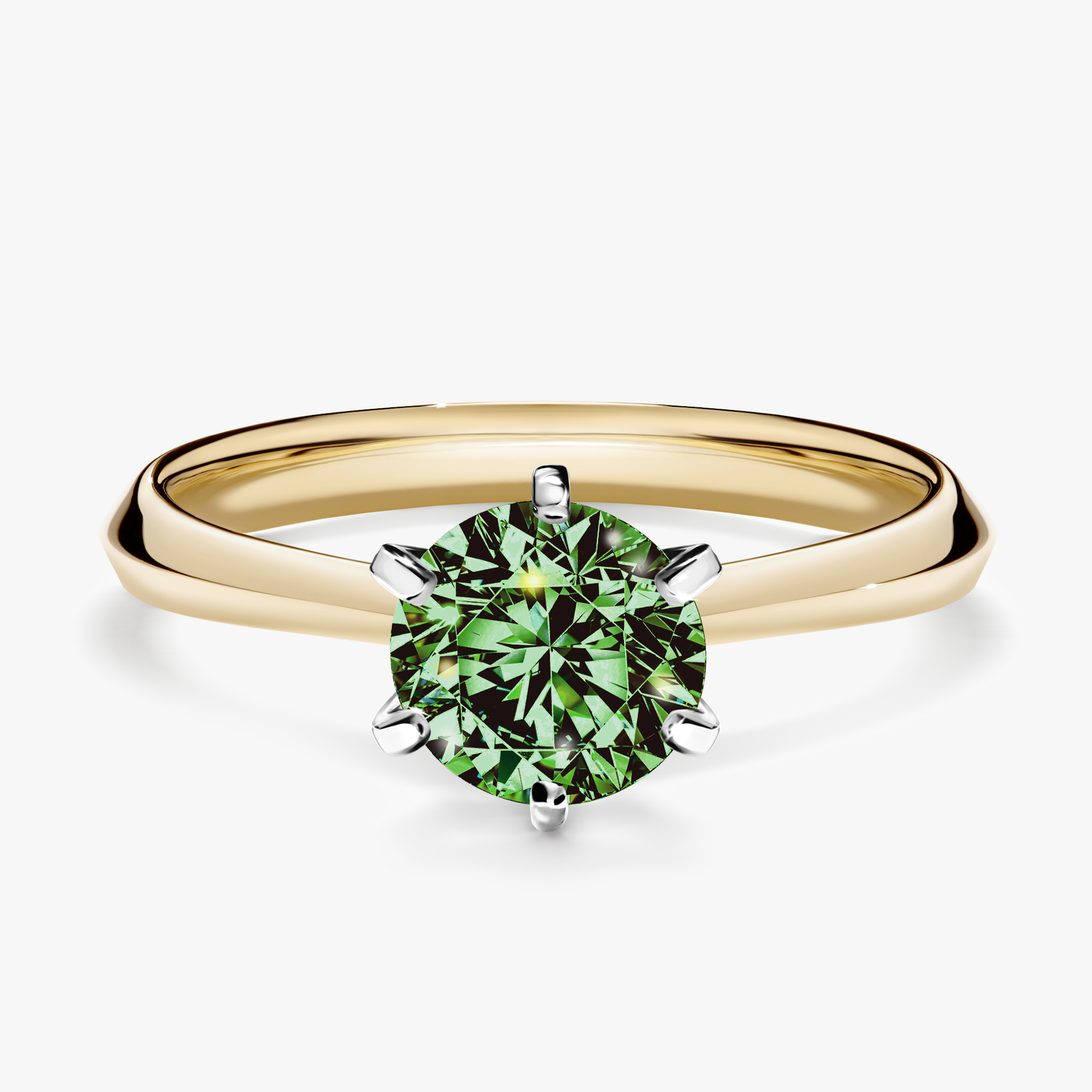 Pierścionek zaręczynowy My Queen z żółtego złota z ciemnym zielonym diamentem 1,00ct