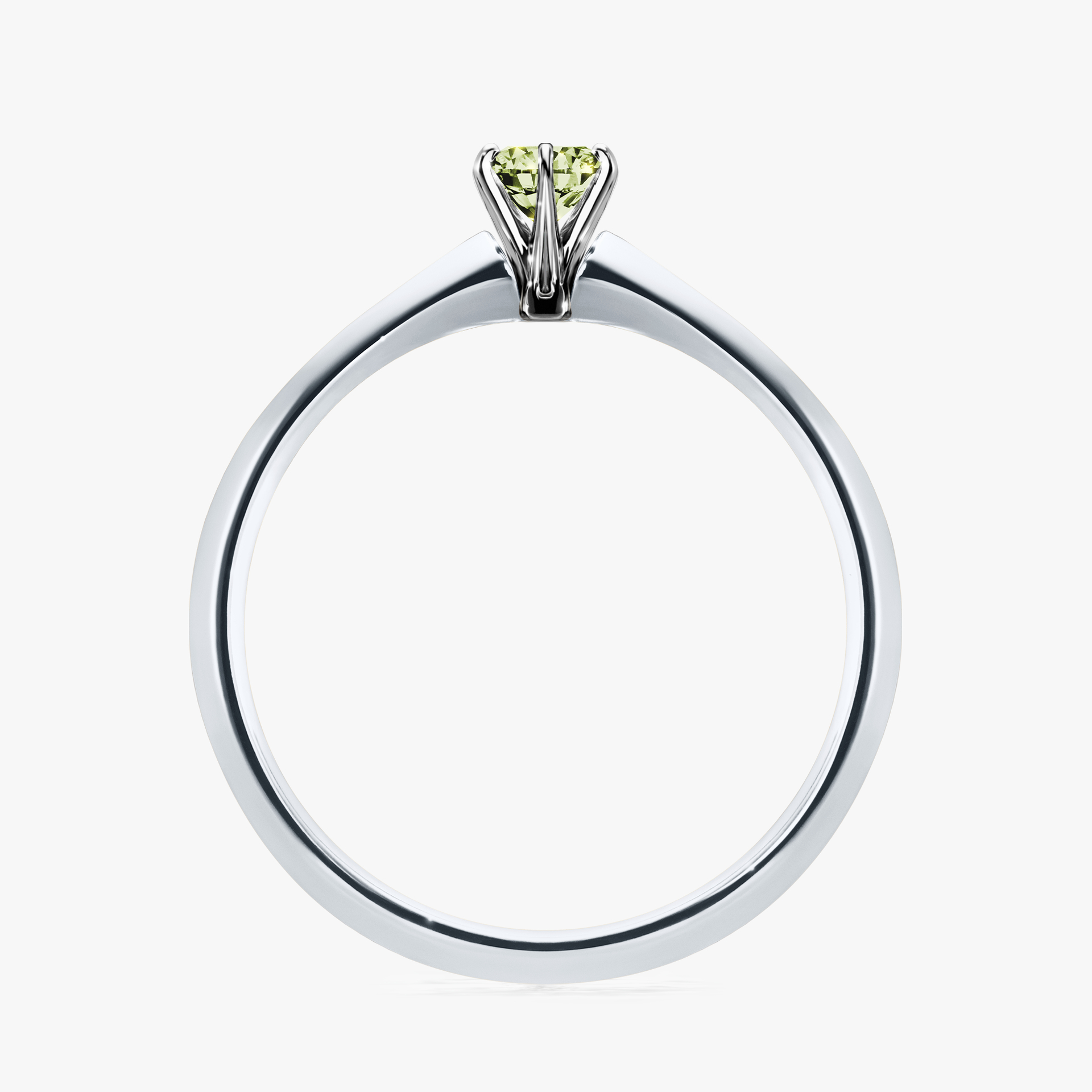 Pierścionek zaręczynowy My Queen z białego złota z jasnym zielonym diamentem 0,17ct