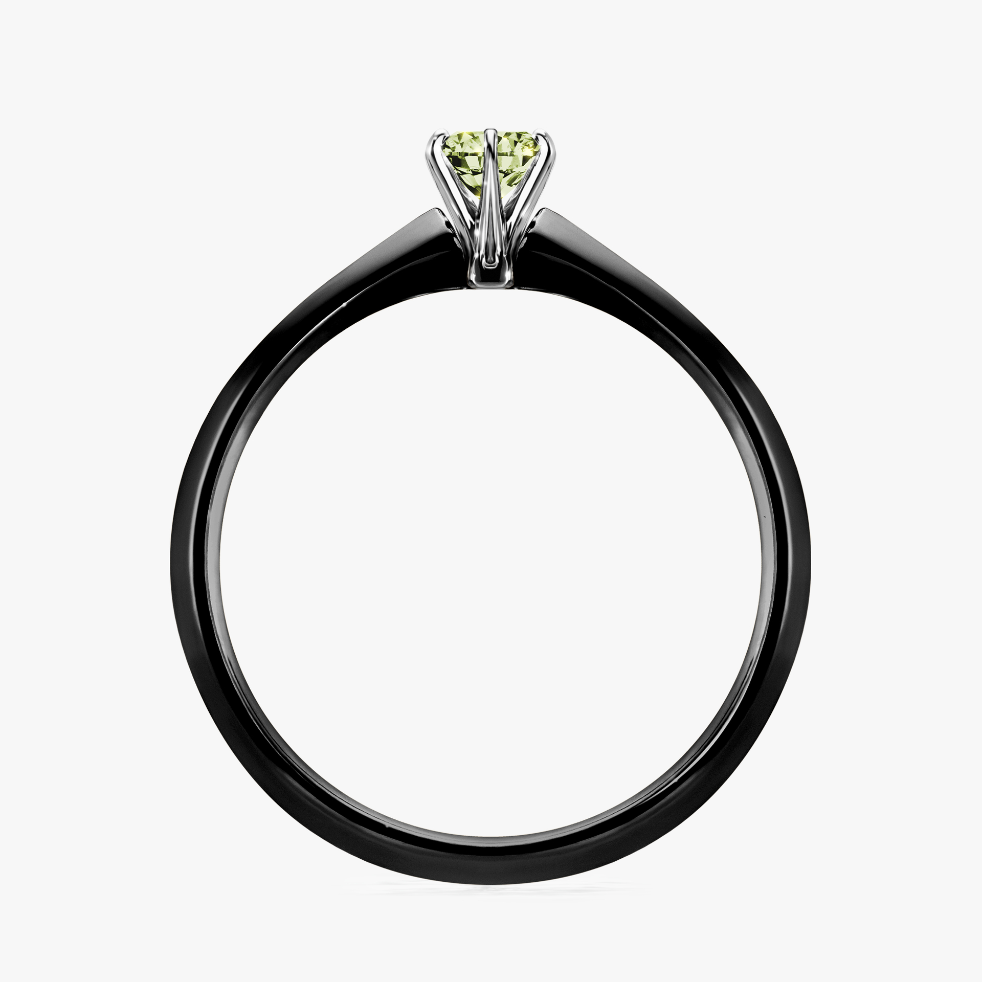 Pierścionek zaręczynowy My Queen z czarnego złota z jasnym zielonym diamentem 0,17ct