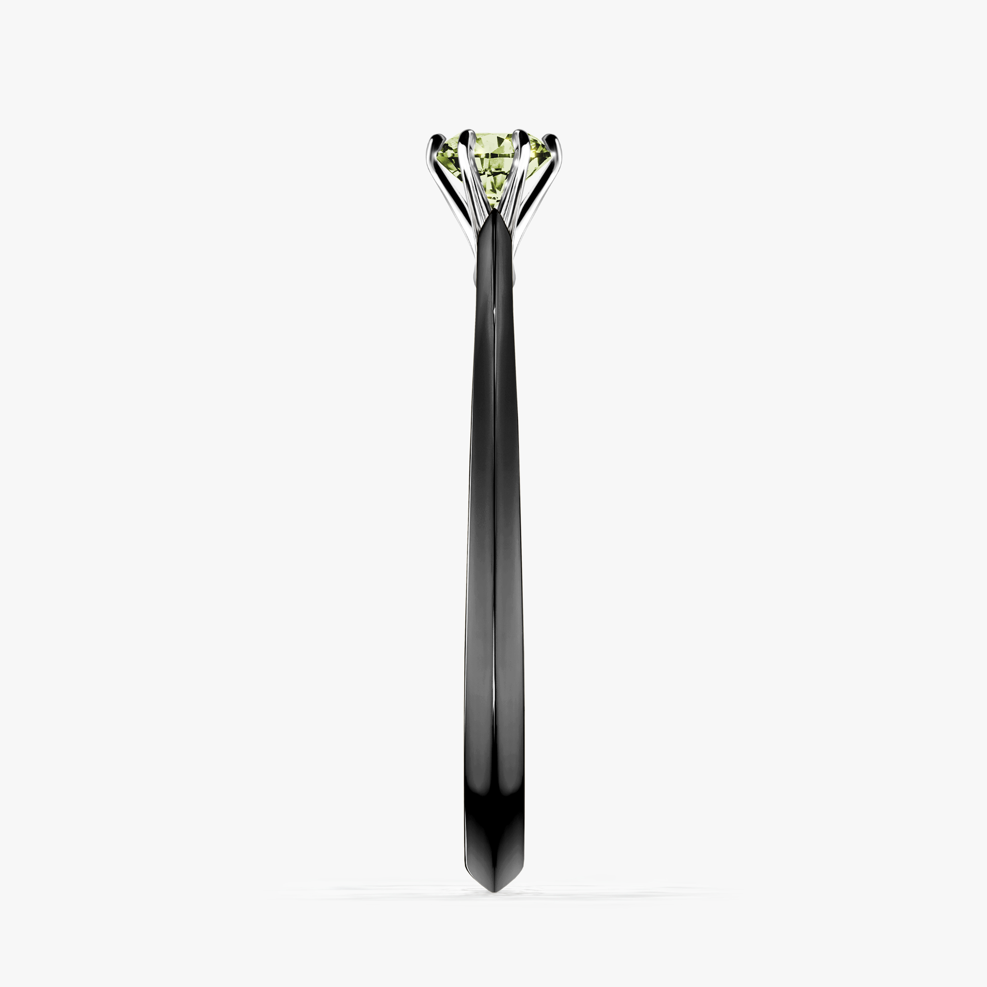 Pierścionek zaręczynowy My Queen z czarnego złota z jasnym zielonym diamentem 0,17ct