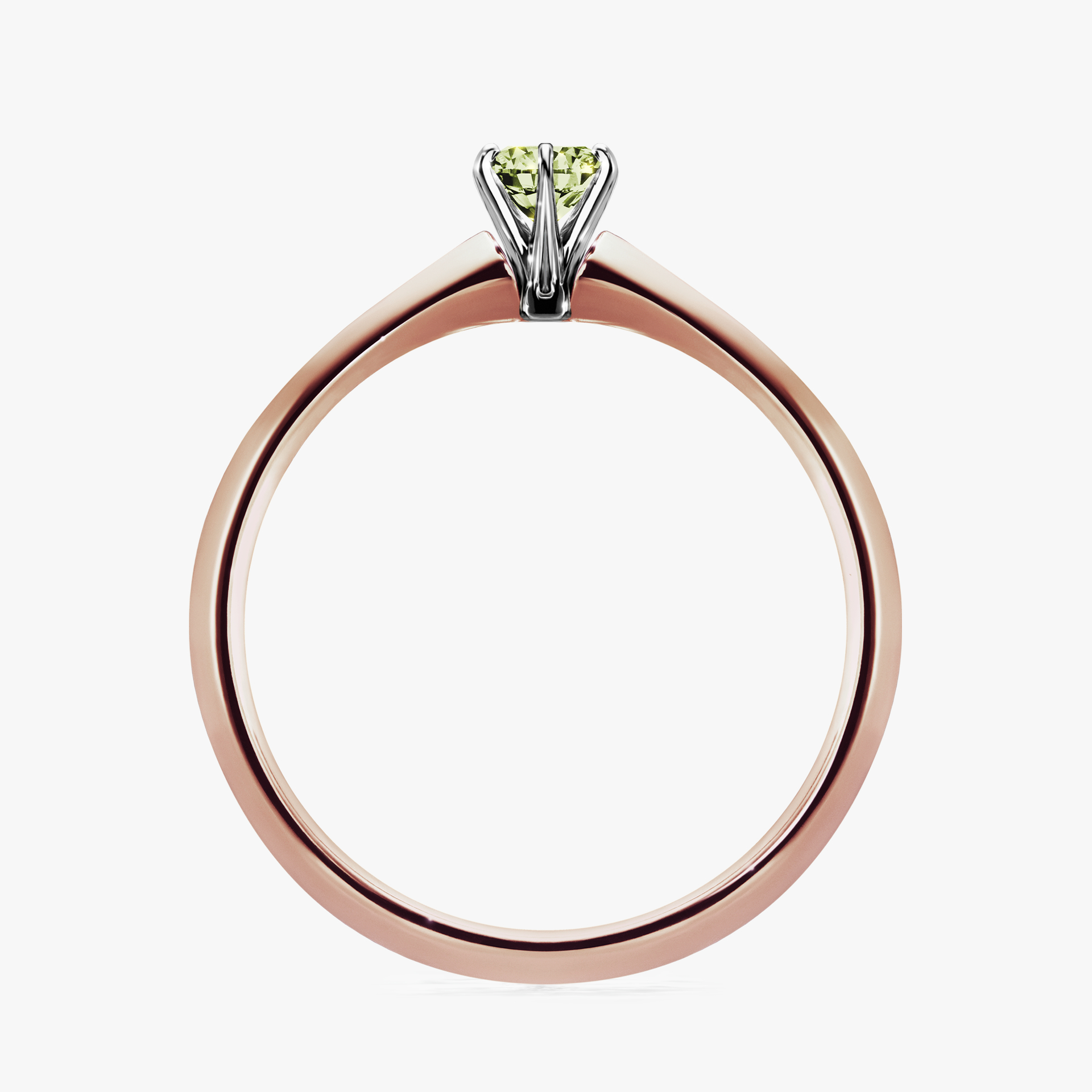 Pierścionek zaręczynowy My Queen z różowego złota z jasnym zielonym diamentem 0,17ct