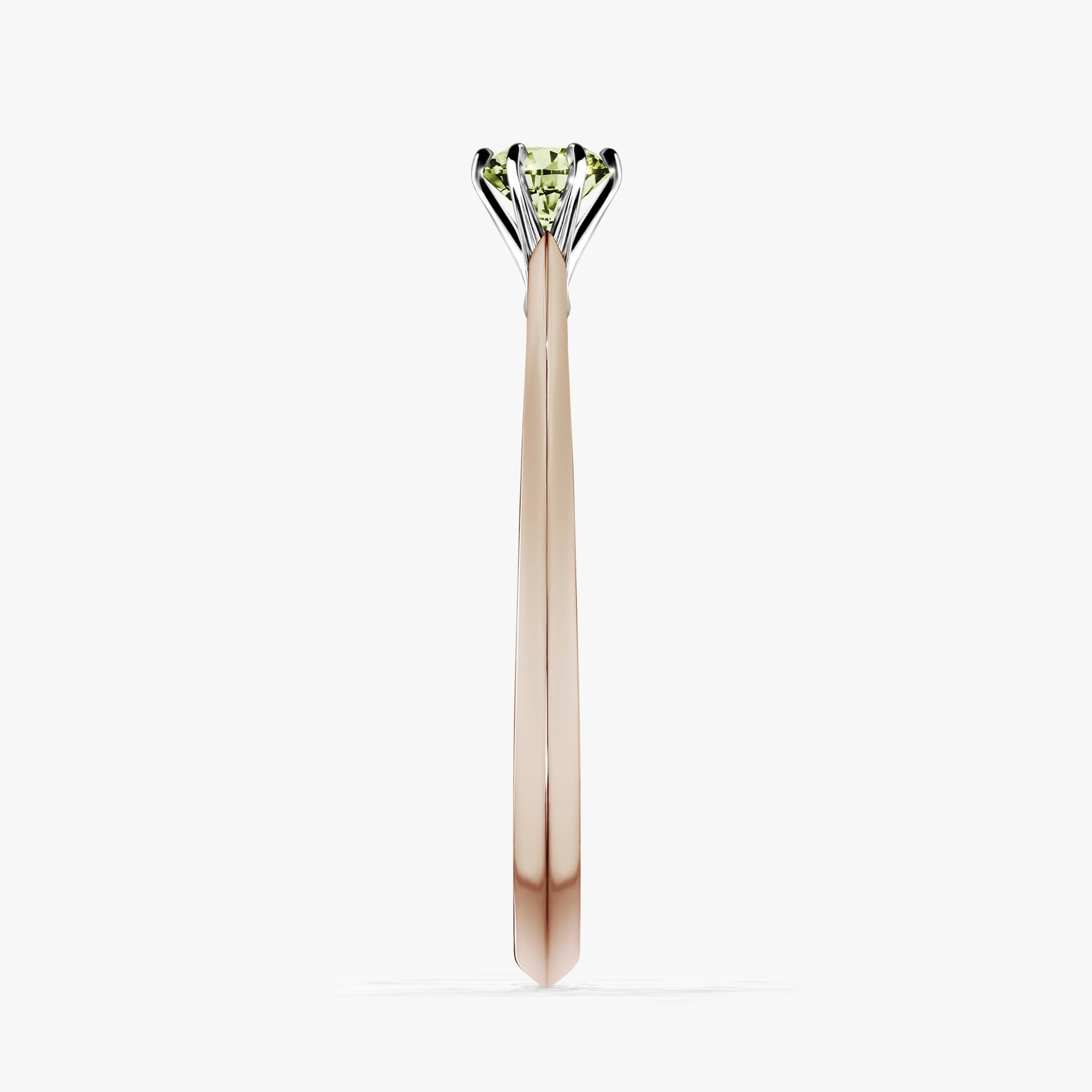 Pierścionek zaręczynowy My Queen z różowego złota z jasnym zielonym diamentem 0,17ct