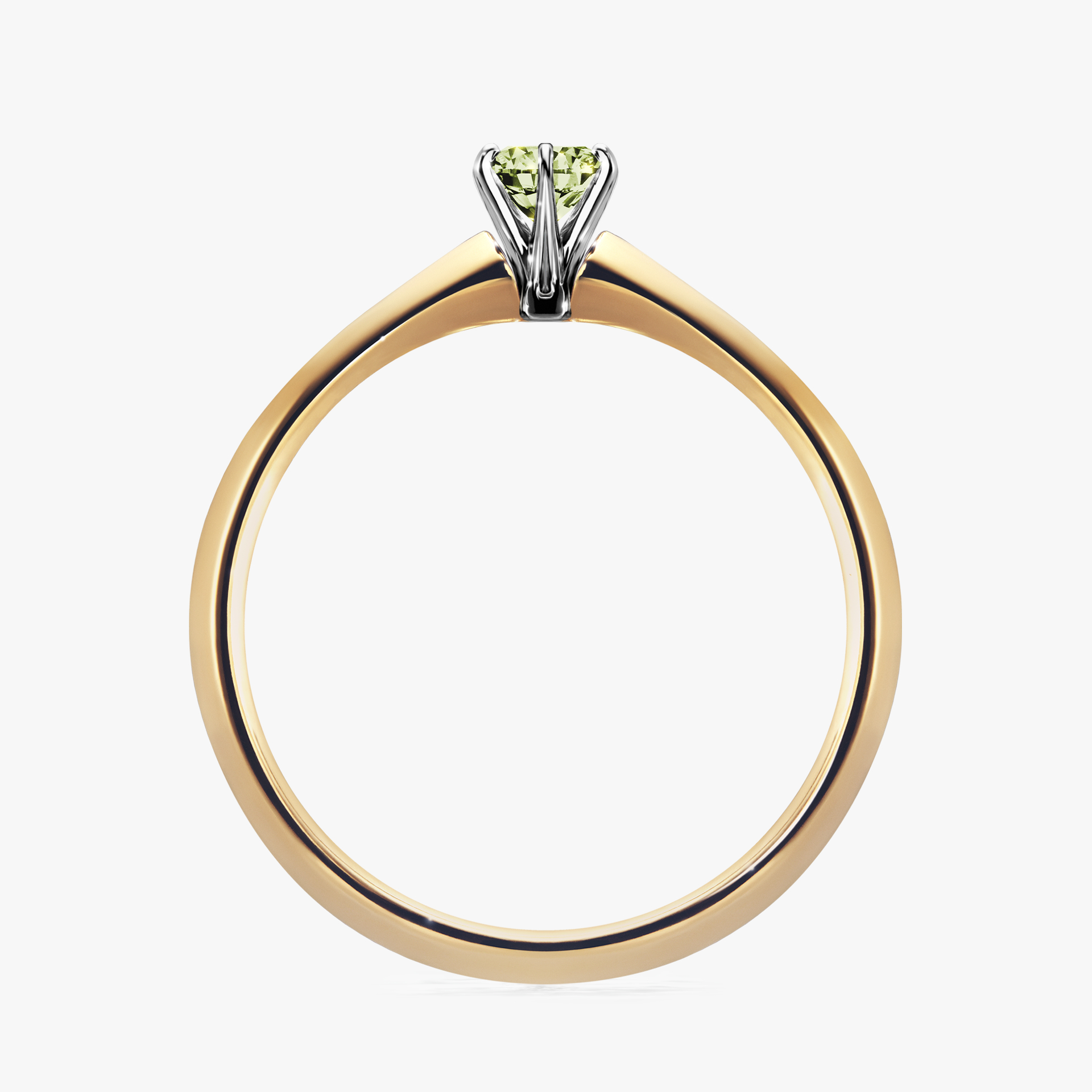 Pierścionek zaręczynowy My Queen z żółtego złota z jasnym zielonym diamentem 0,17ct
