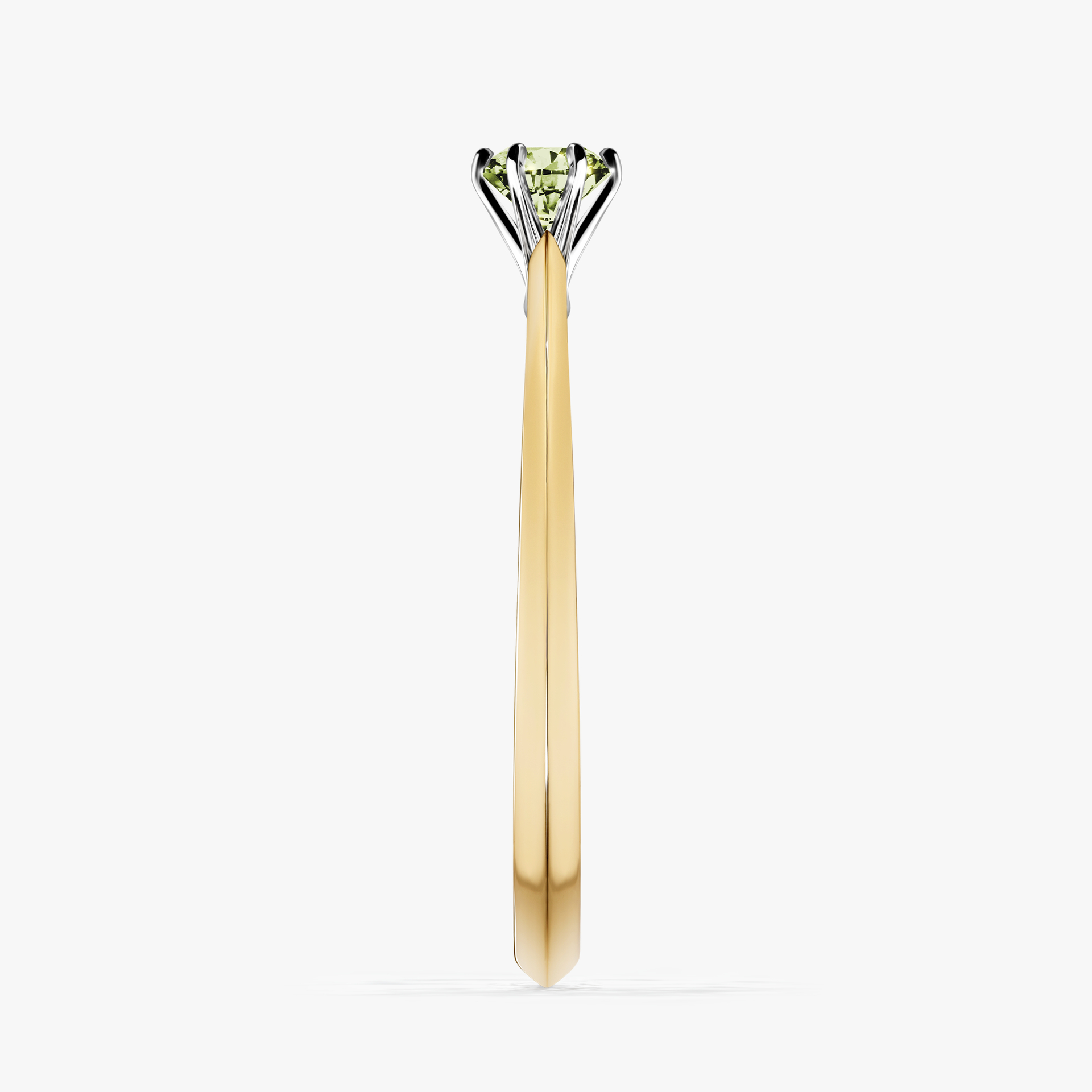 Pierścionek zaręczynowy My Queen z żółtego złota z jasnym zielonym diamentem 0,17ct