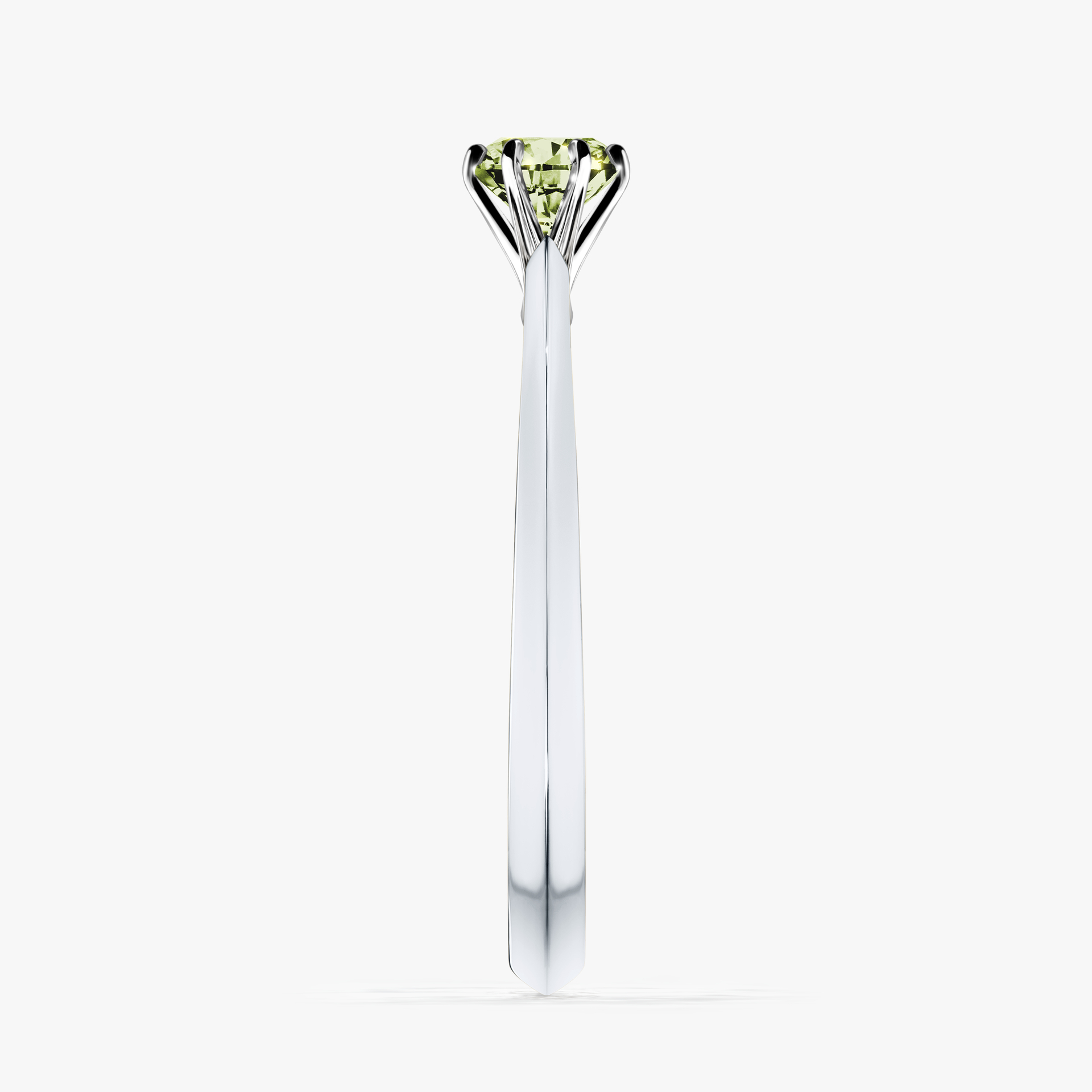 Pierścionek zaręczynowy My Queen z białego złota z jasnym zielonym diamentem 0,25ct