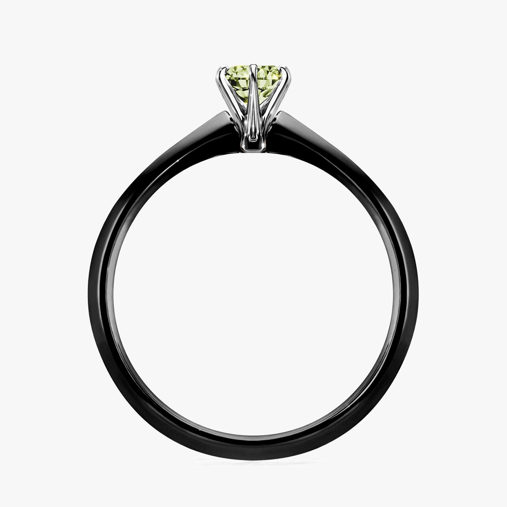 Pierścionek zaręczynowy My Queen z czarnego złota z jasnym zielonym diamentem 0,25ct