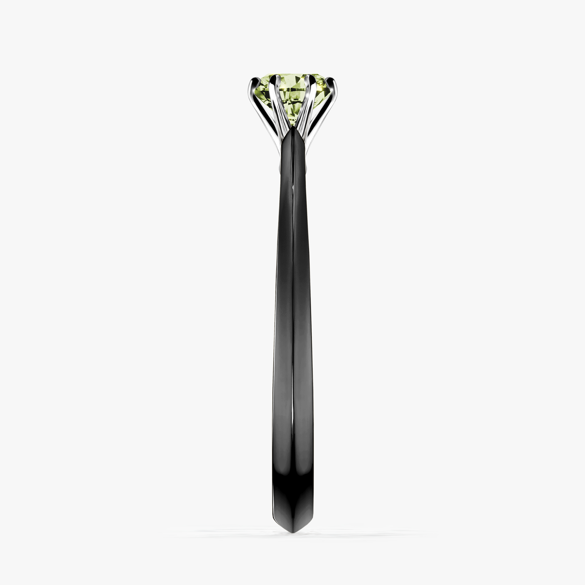 Pierścionek zaręczynowy My Queen z czarnego złota z jasnym zielonym diamentem 0,25ct