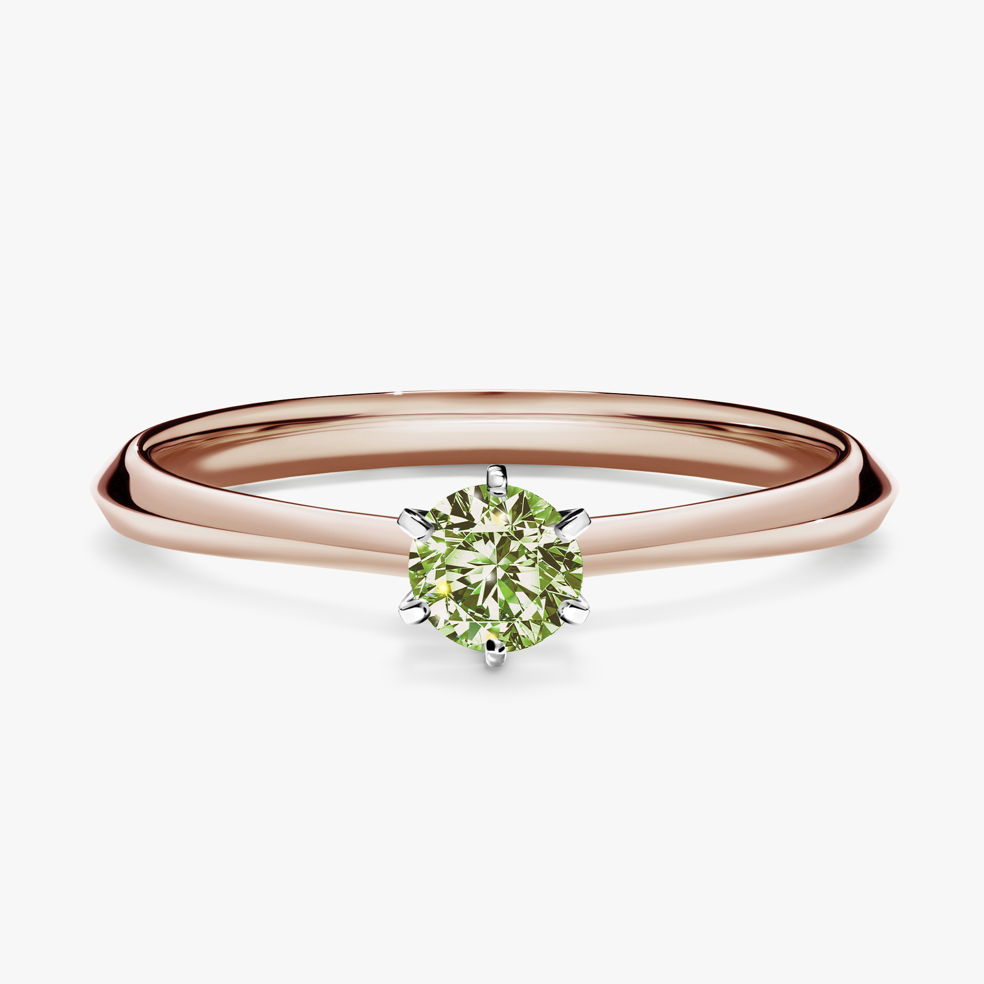 Pierścionek zaręczynowy My Queen z różowego złota z jasnym zielonym diamentem 0,25ct