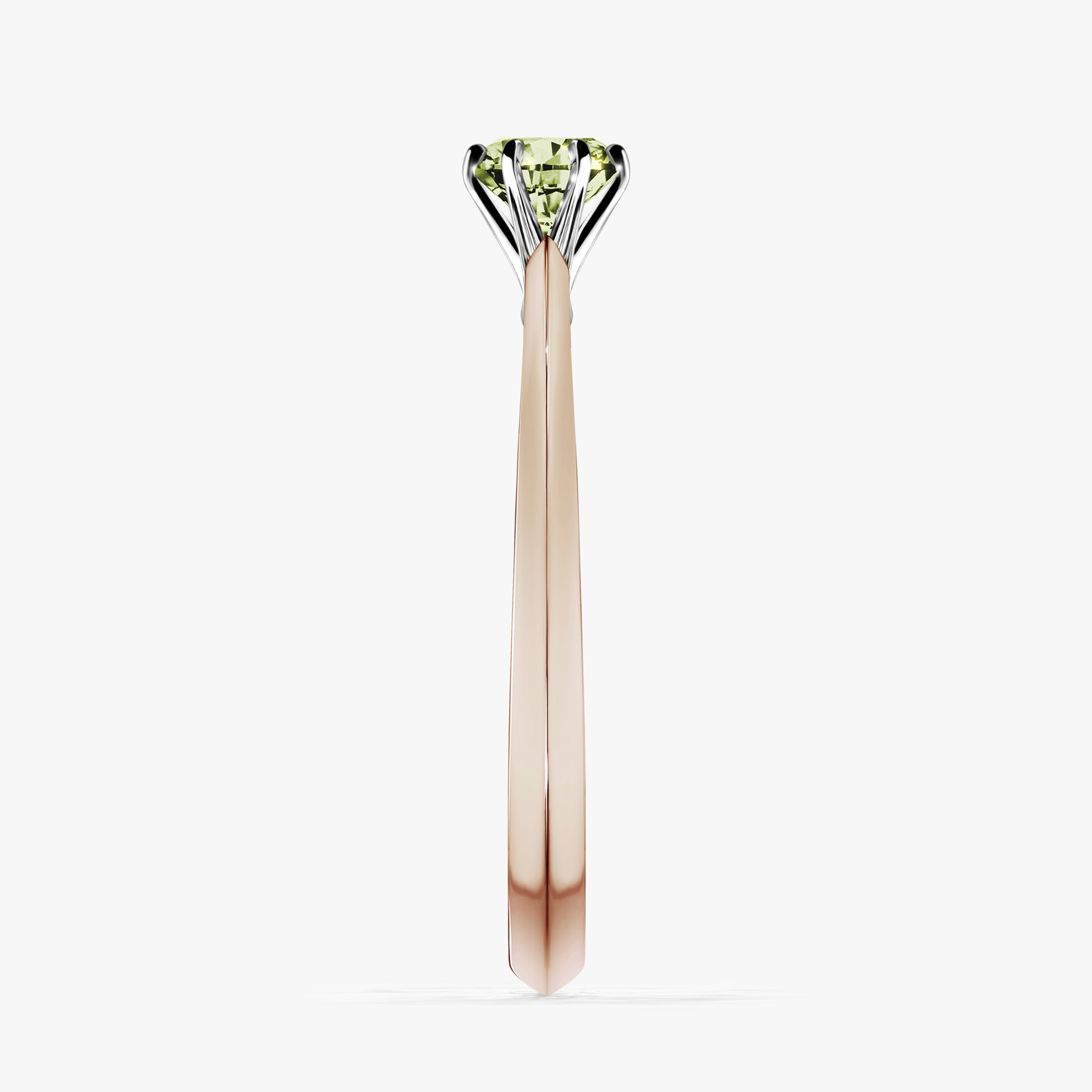 Pierścionek zaręczynowy My Queen z różowego złota z jasnym zielonym diamentem 0,25ct