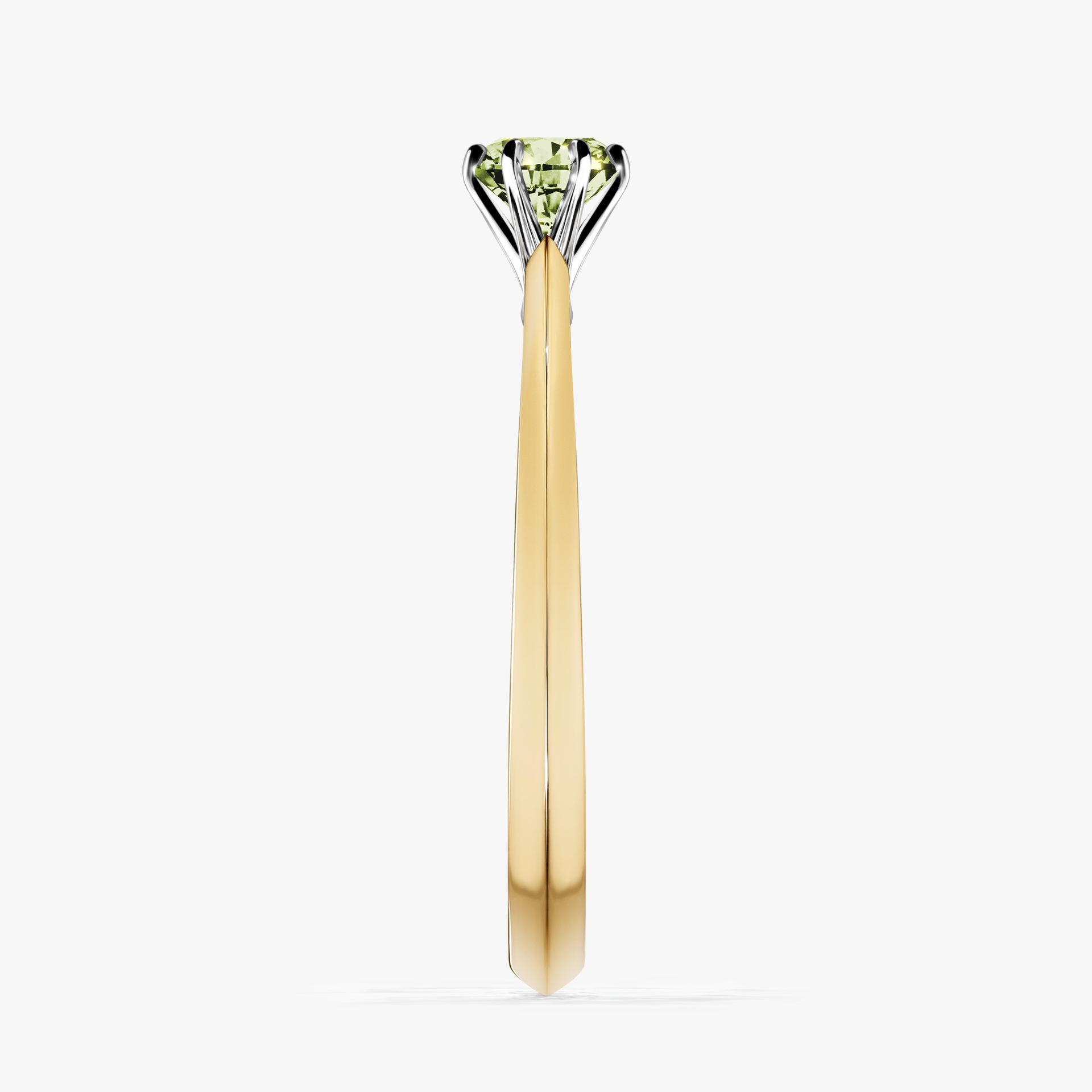 Pierścionek zaręczynowy My Queen z żółtego złota z jasnym zielonym diamentem 0,25ct