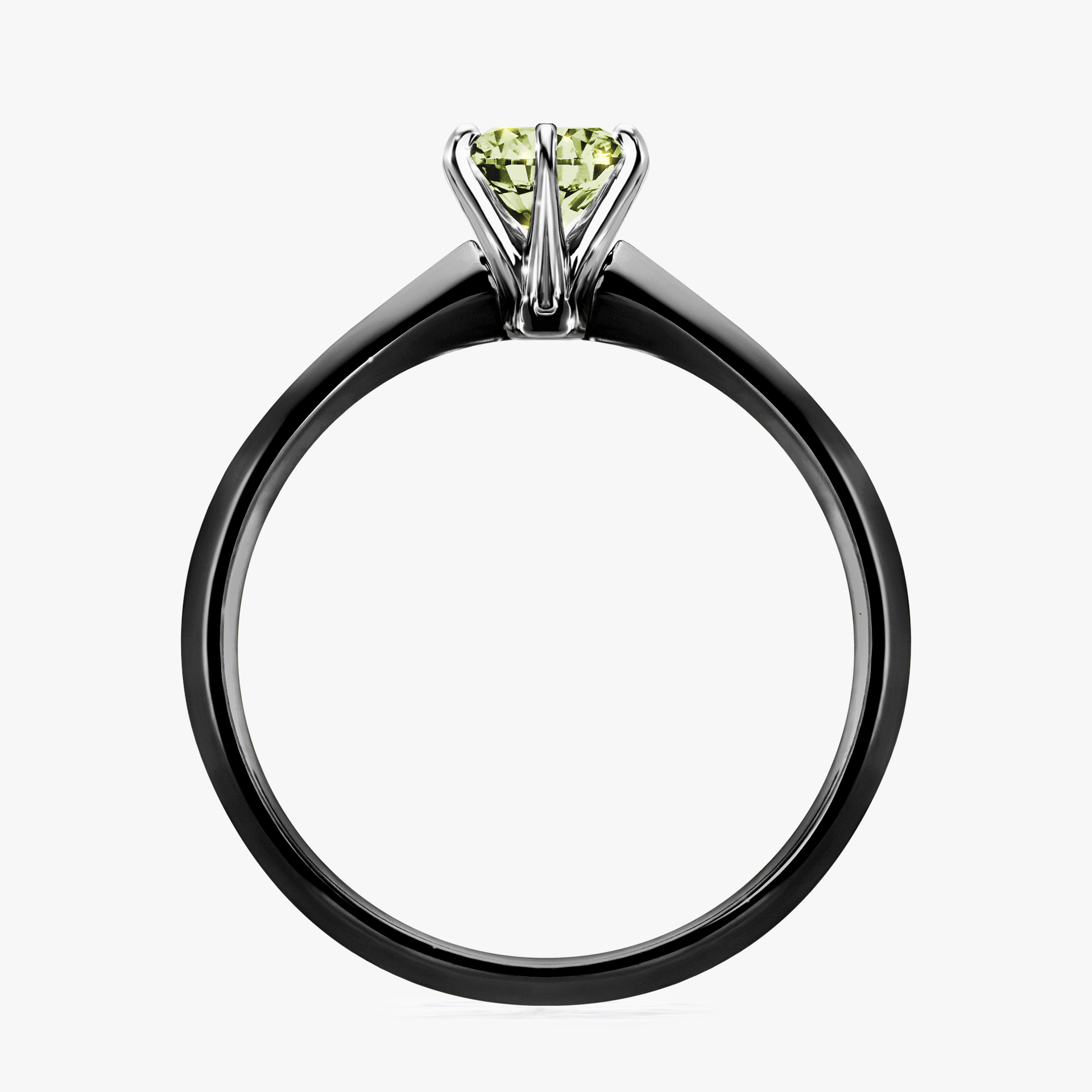 Pierścionek zaręczynowy My Queen z czarnego złota z jasnym zielonym diamentem 0,50ct