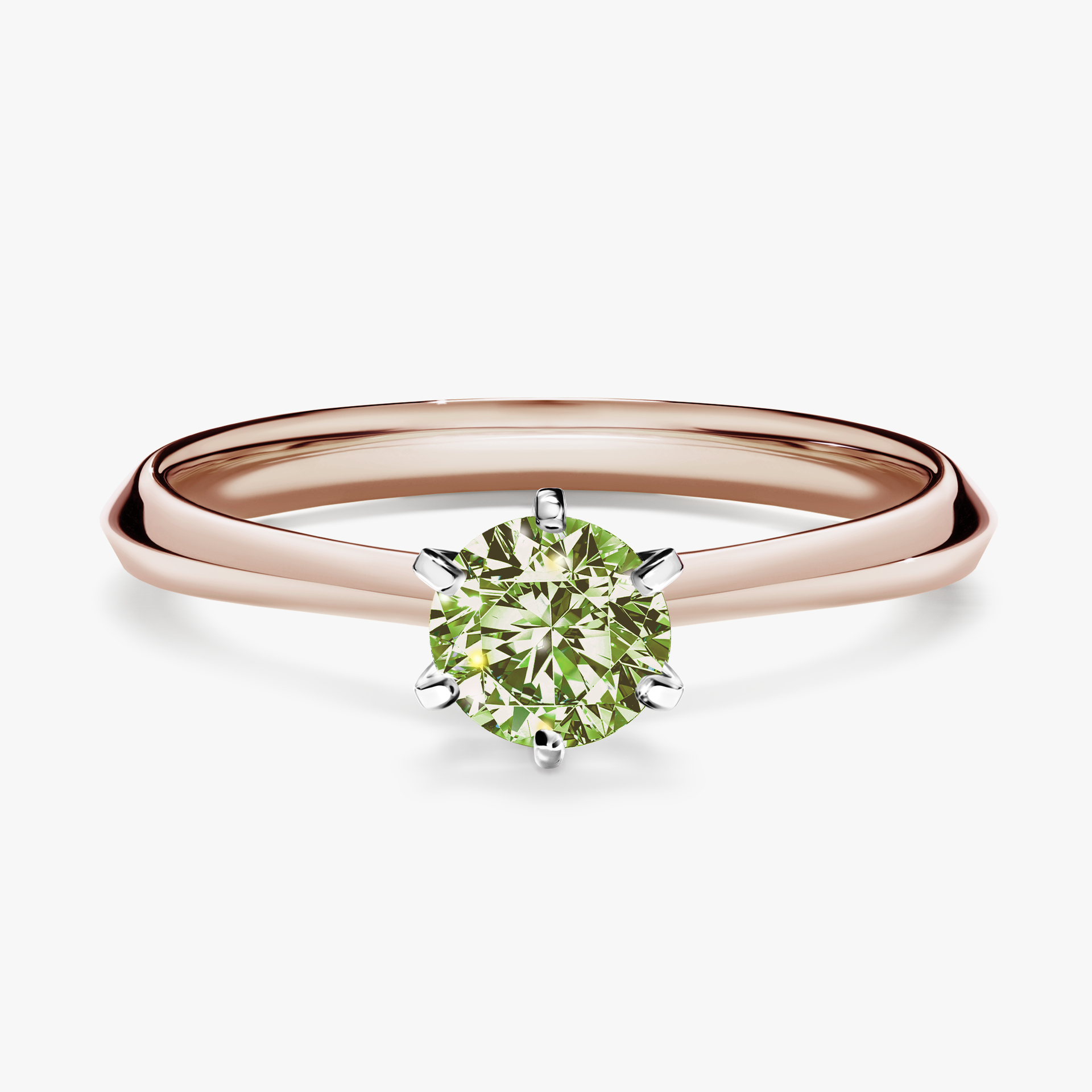 Pierścionek zaręczynowy My Queen z różowego złota z jasnym zielonym diamentem 0,50ct