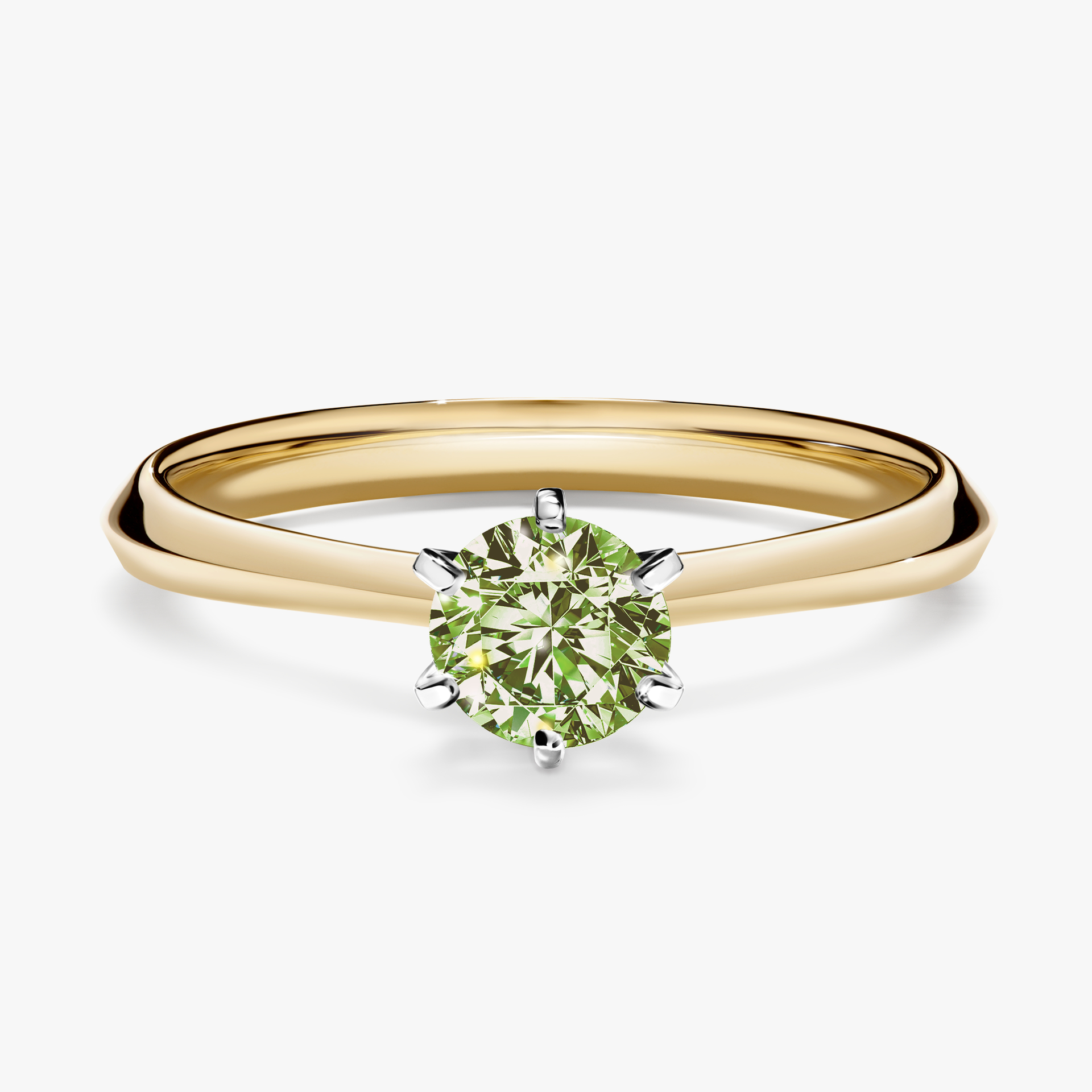 Pierścionek zaręczynowy My Queen z żółtego złota z jasnym zielonym diamentem 0,50ct