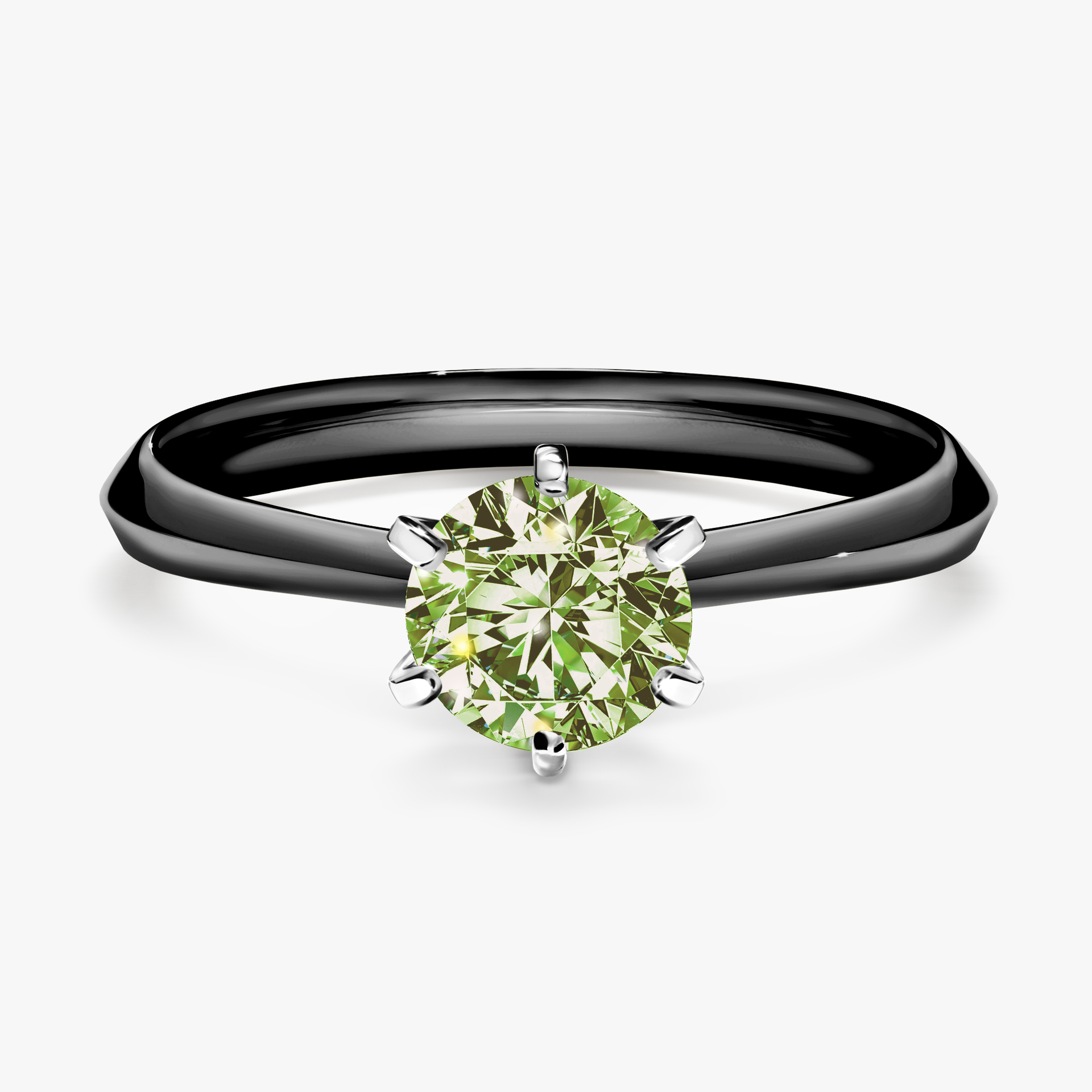 Pierścionek zaręczynowy My Queen z czarnego złota z jasnym zielonym diamentem 0,80ct