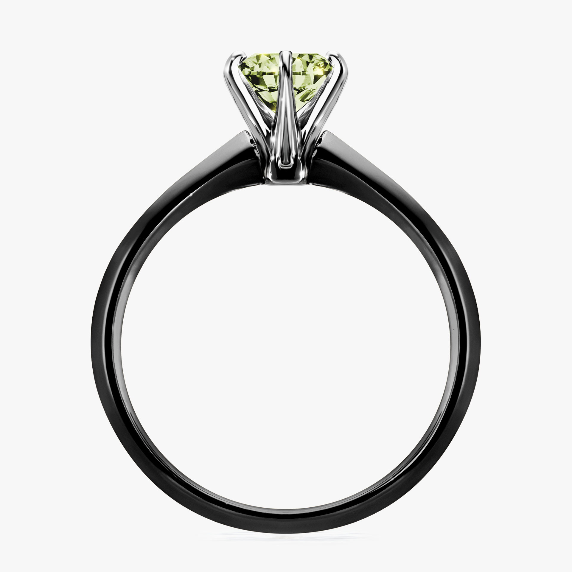 Pierścionek zaręczynowy My Queen z czarnego złota z jasnym zielonym diamentem 0,80ct