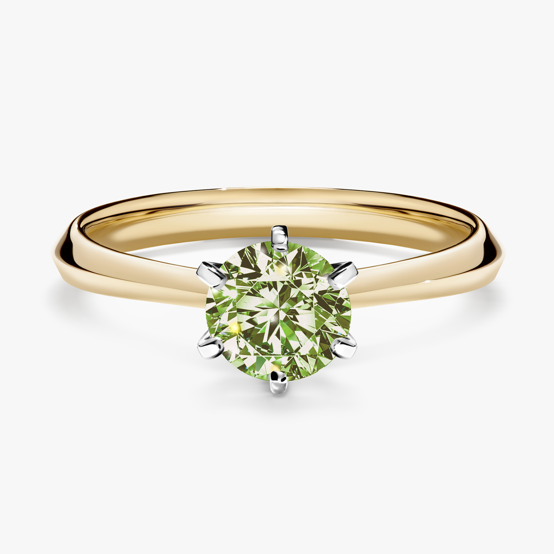 Pierścionek zaręczynowy My Queen z żółtego złota z jasnym zielonym diamentem 0,80ct