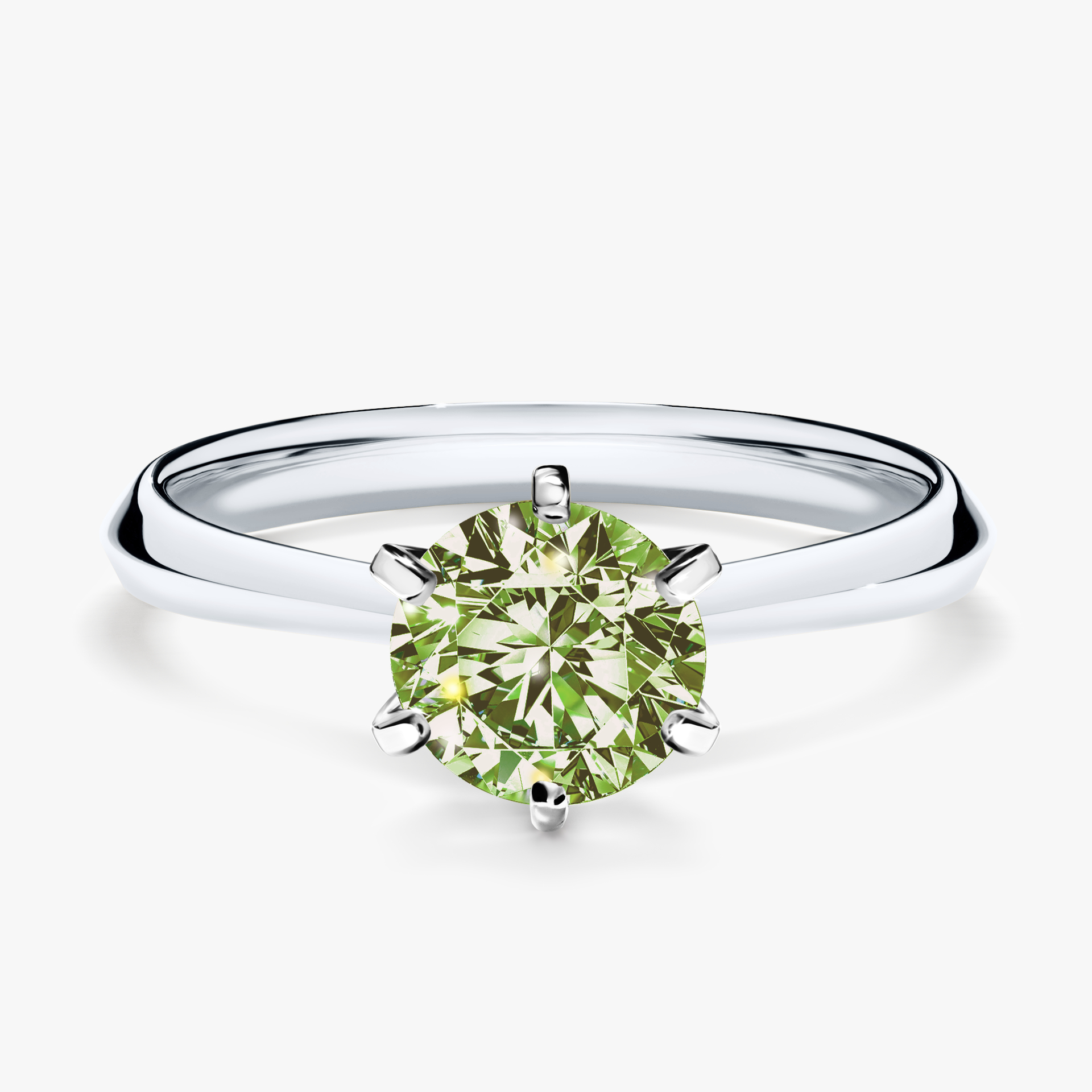 Pierścionek zaręczynowy My Queen z białego złota z jasnym zielonym diamentem 1,00ct