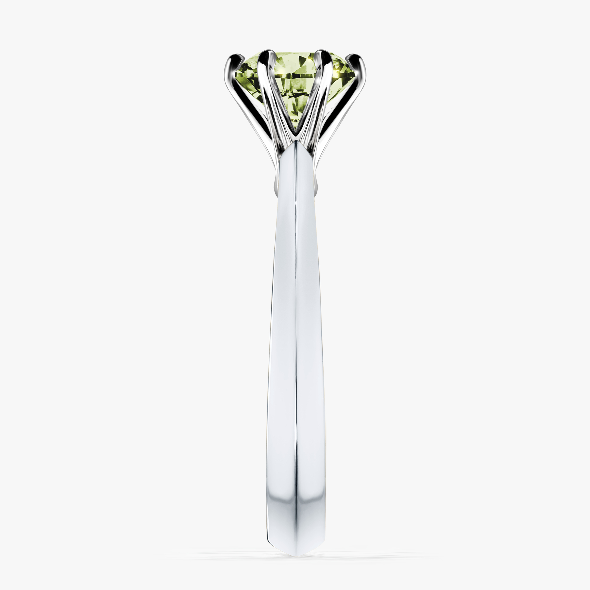 Pierścionek zaręczynowy My Queen z białego złota z jasnym zielonym diamentem 1,00ct