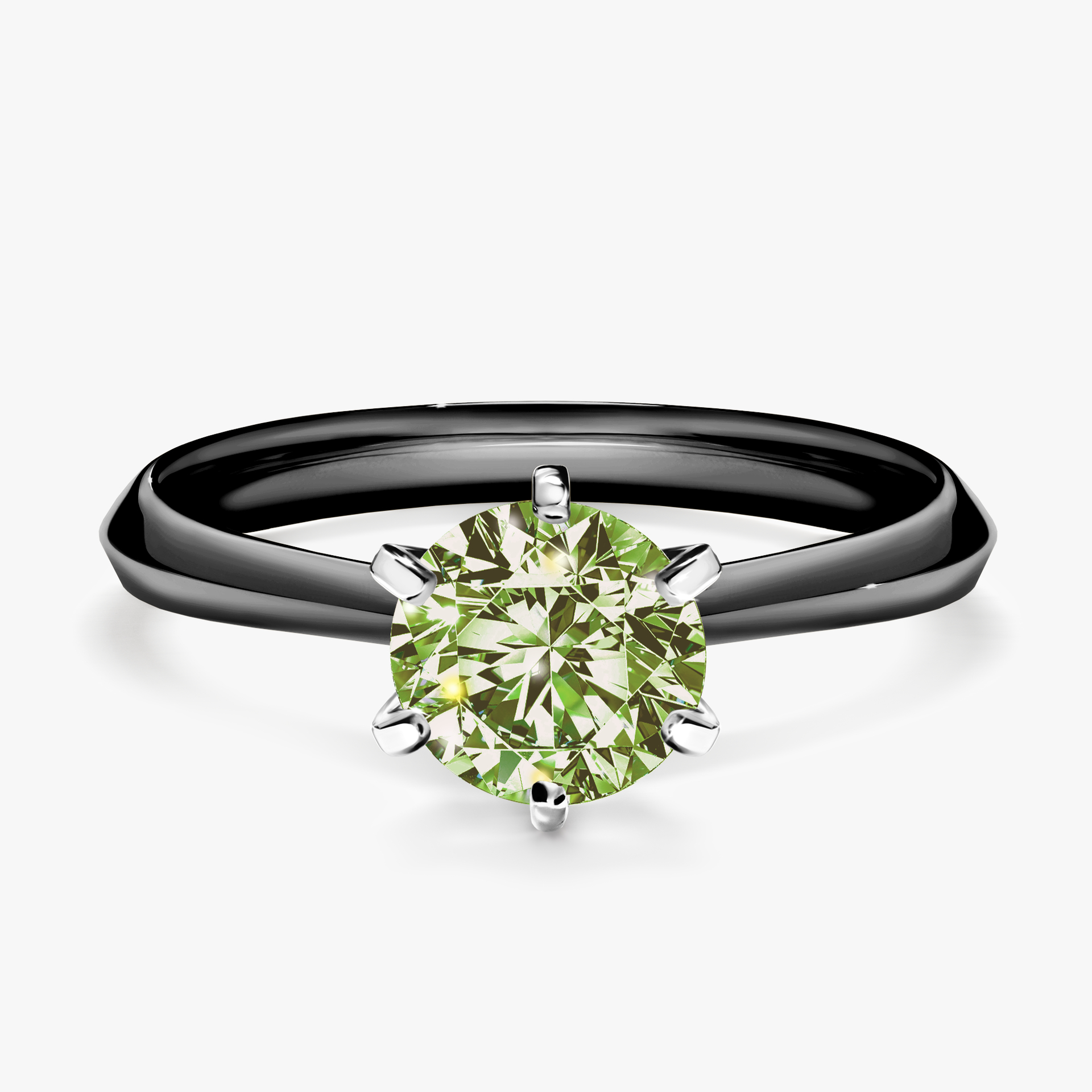 Pierścionek zaręczynowy My Queen z czarnego złota z jasnym zielonym diamentem 1,00ct
