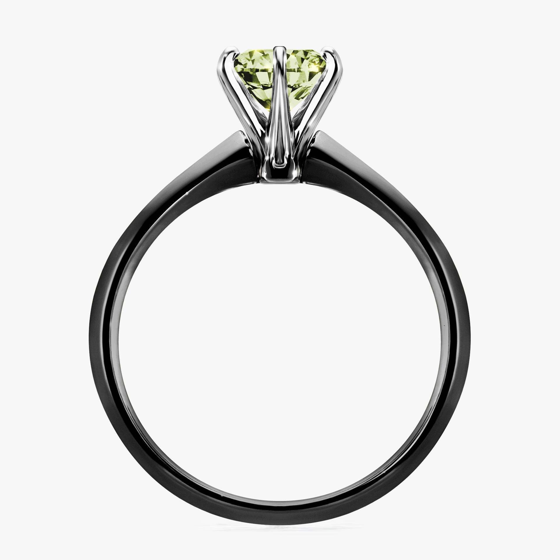 Pierścionek zaręczynowy My Queen z czarnego złota z jasnym zielonym diamentem 1,00ct