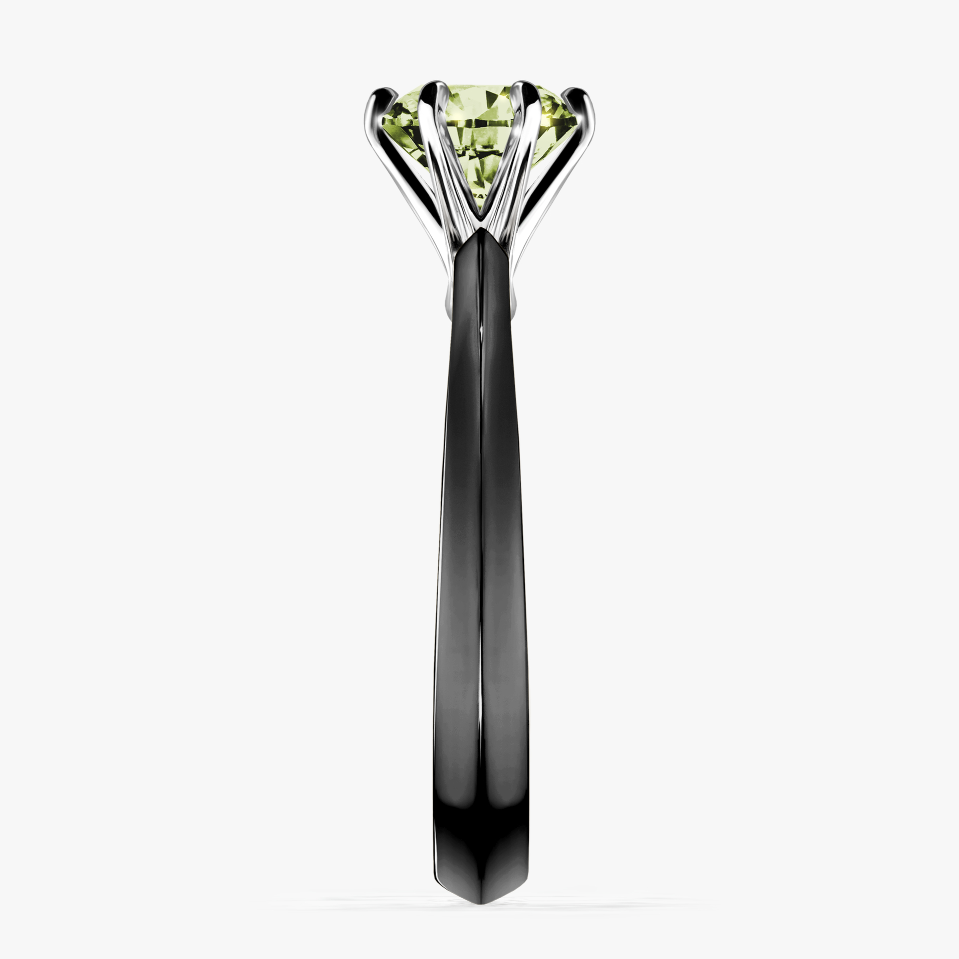 Pierścionek zaręczynowy My Queen z czarnego złota z jasnym zielonym diamentem 1,00ct