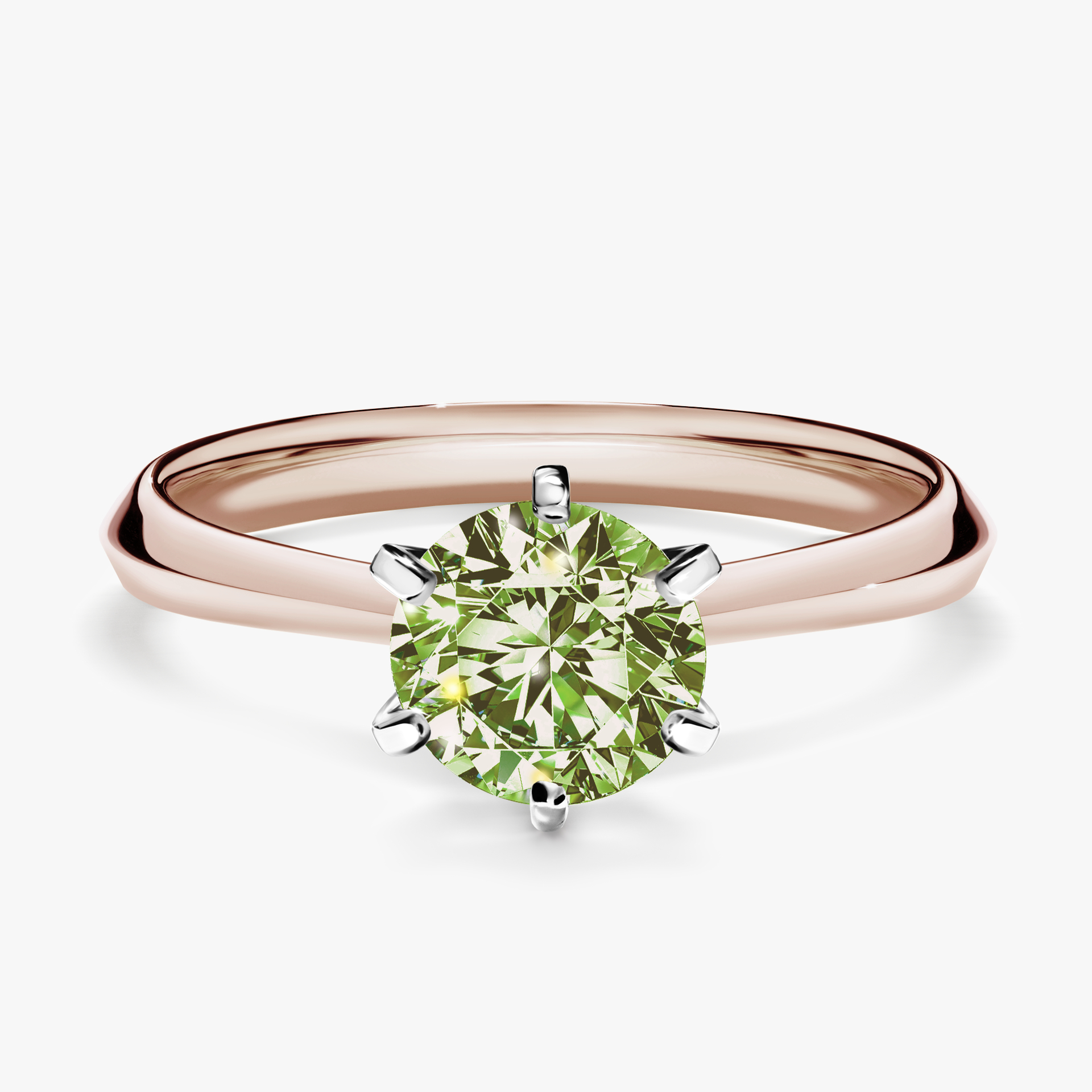 Pierścionek zaręczynowy My Queen z różowego złota z jasnym zielonym diamentem 1,00ct