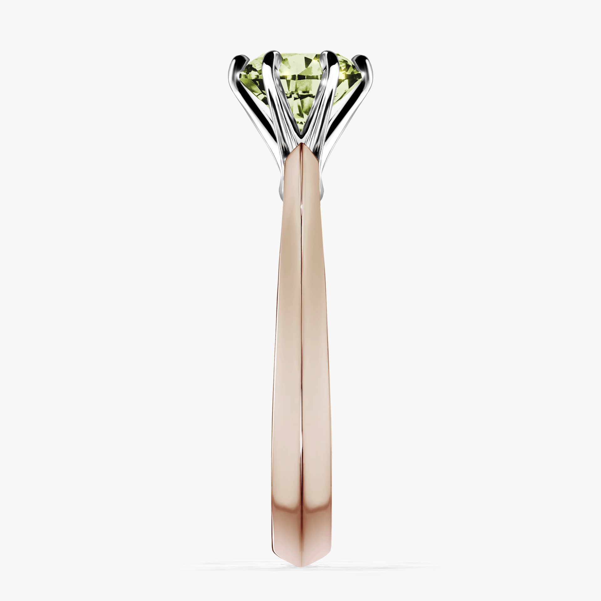 Pierścionek zaręczynowy My Queen z różowego złota z jasnym zielonym diamentem 1,00ct