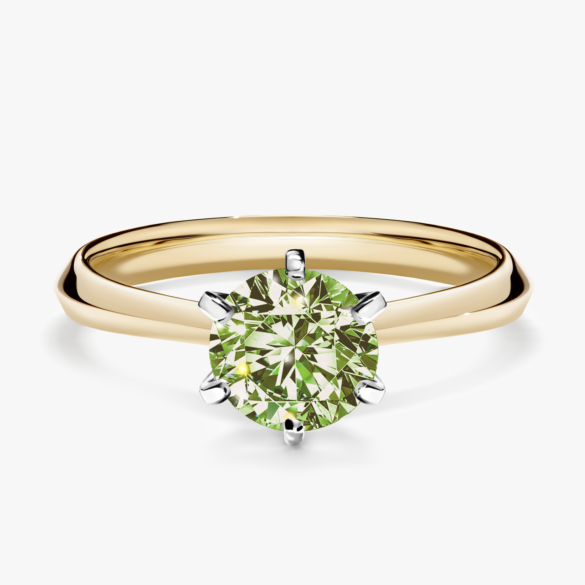 Pierścionek zaręczynowy My Queen z żółtego złota z jasnym zielonym diamentem 1,00ct