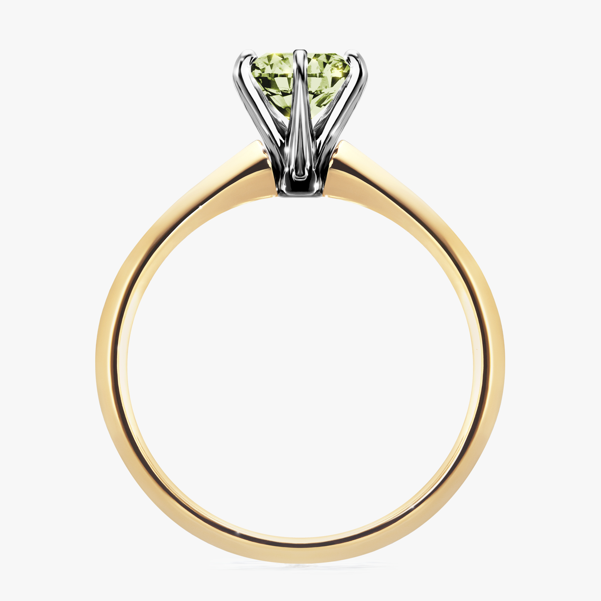 Pierścionek zaręczynowy My Queen z żółtego złota z jasnym zielonym diamentem 1,00ct