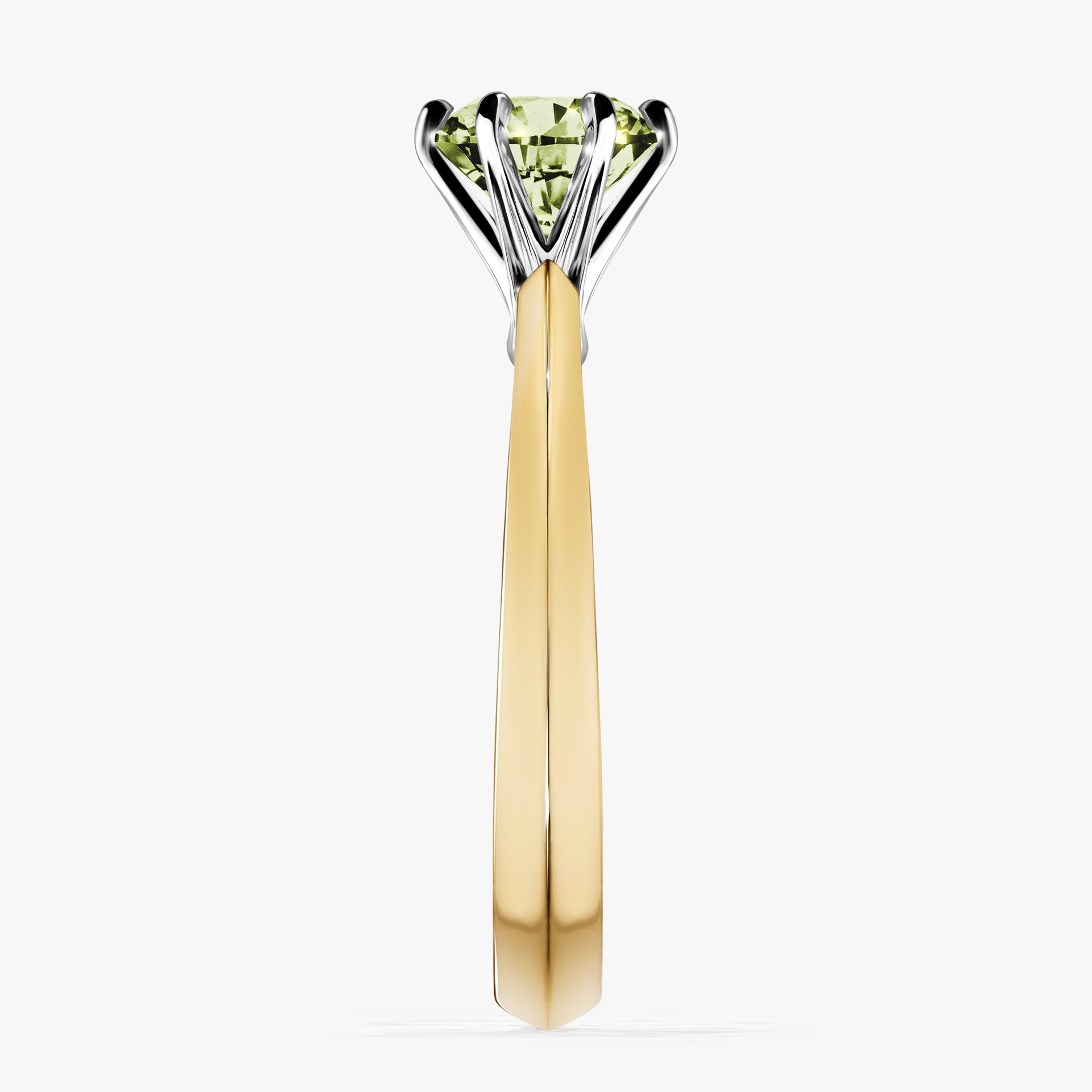 Pierścionek zaręczynowy My Queen z żółtego złota z jasnym zielonym diamentem 1,00ct