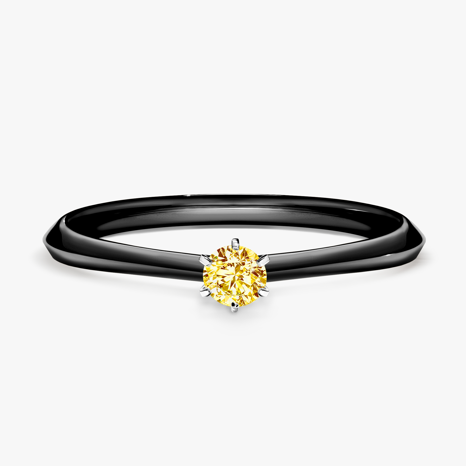 Pierścionek zaręczynowy My Queen z czarnego złota z żółtym diamentem 0,10ct
