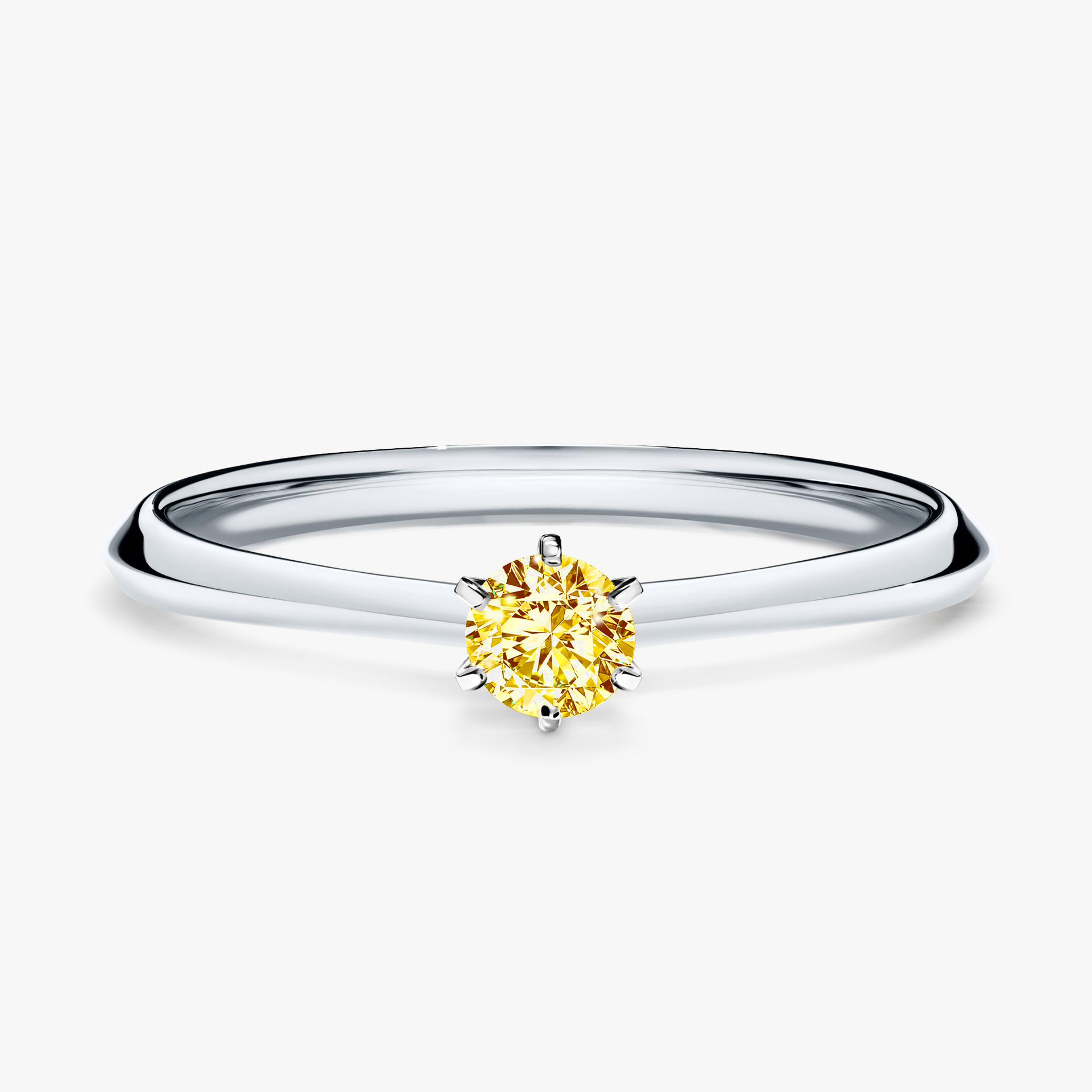 Pierścionek zaręczynowy My Queen z białego złota z żółtym diamentem 0,17ct