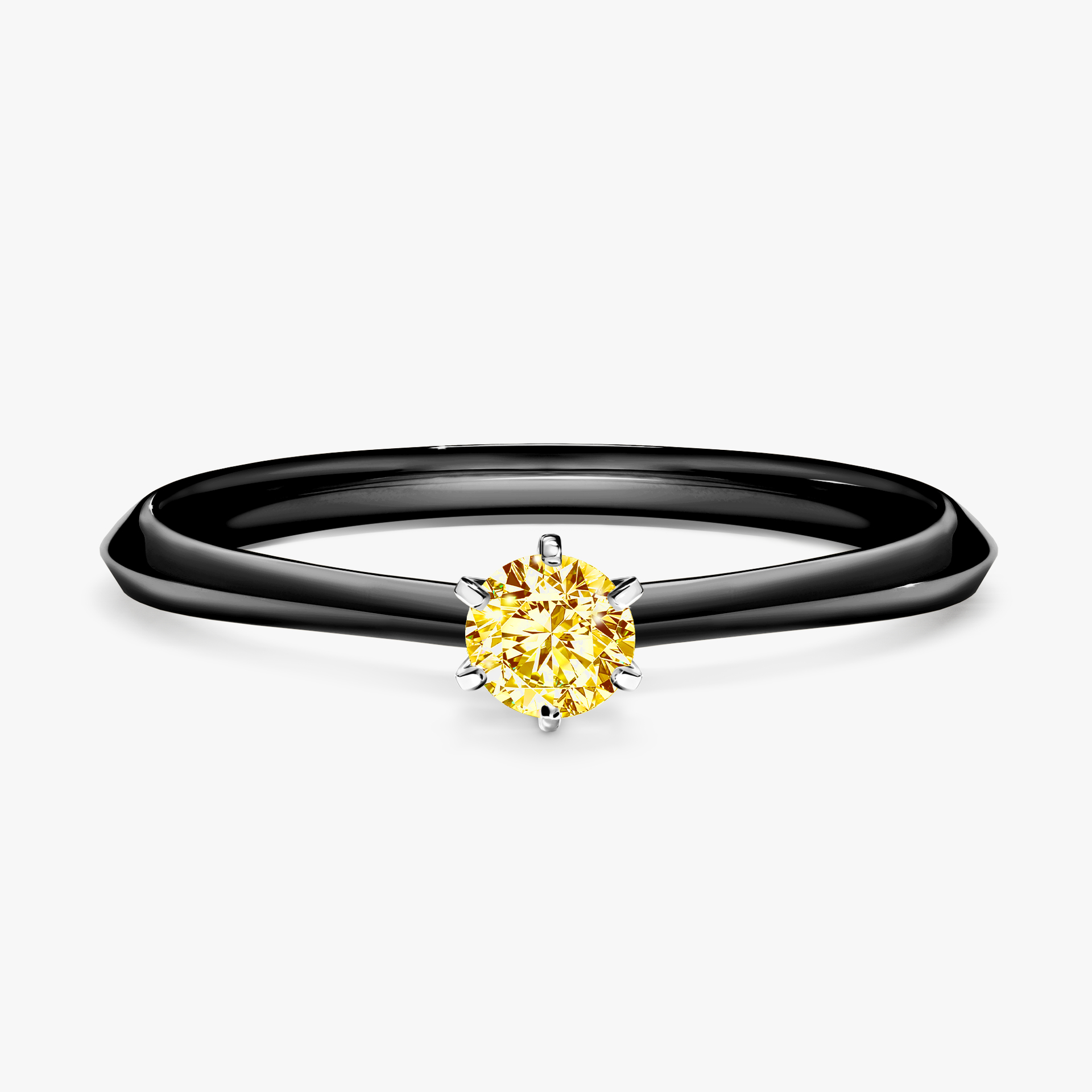 Pierścionek zaręczynowy My Queen z czarnego złota z żółtym diamentem 0,17ct