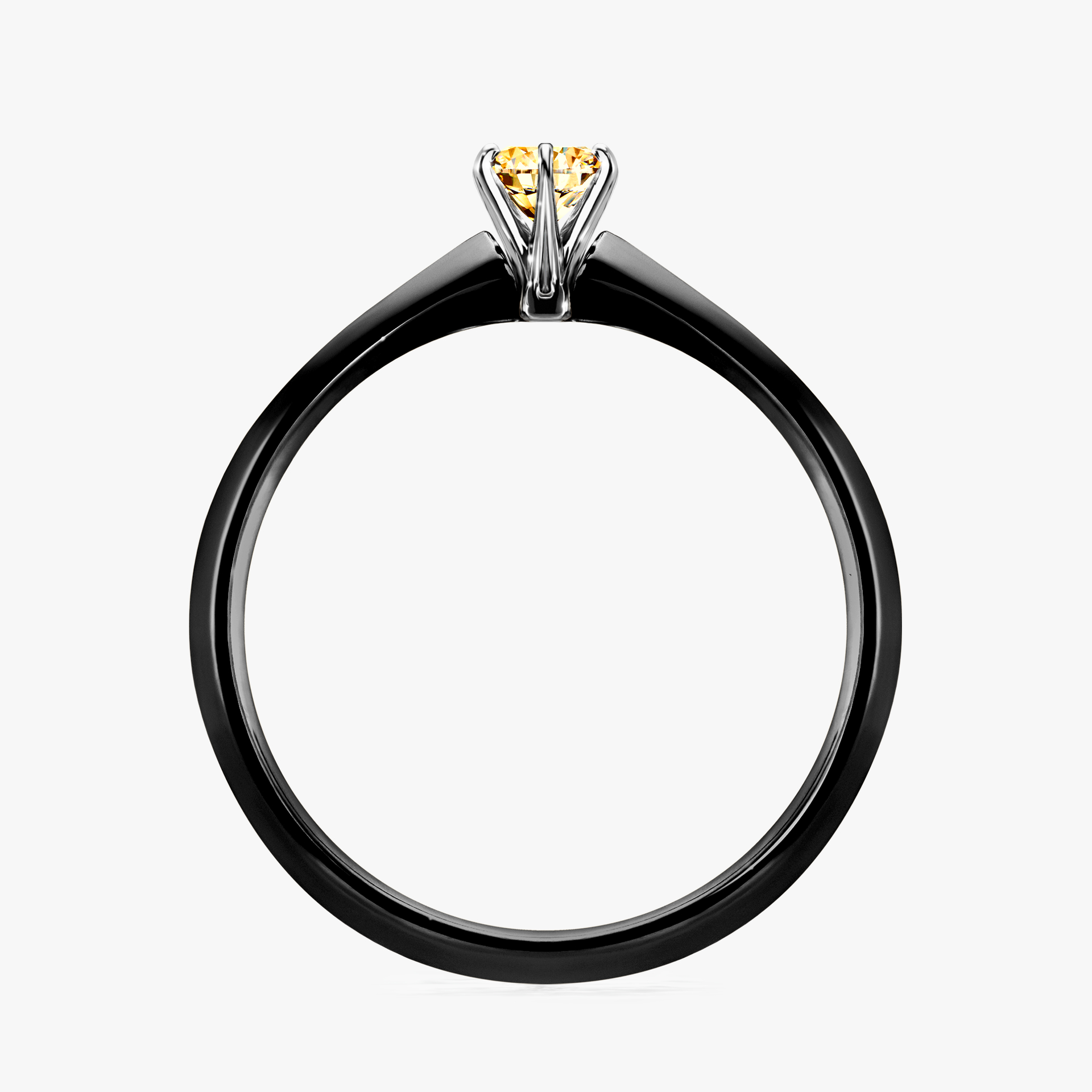 Pierścionek zaręczynowy My Queen z czarnego złota z żółtym diamentem 0,17ct
