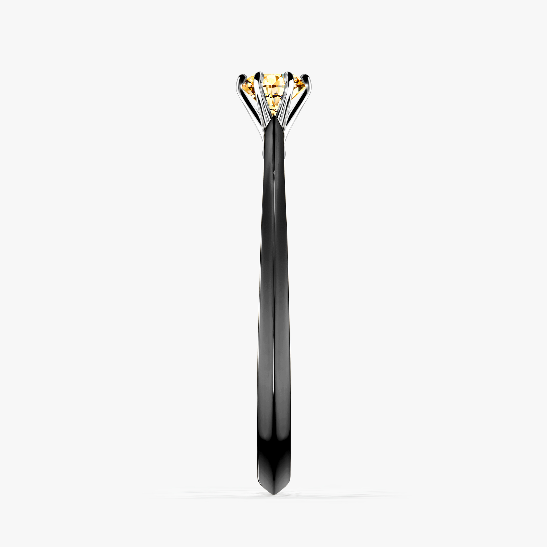 Pierścionek zaręczynowy My Queen z czarnego złota z żółtym diamentem 0,17ct