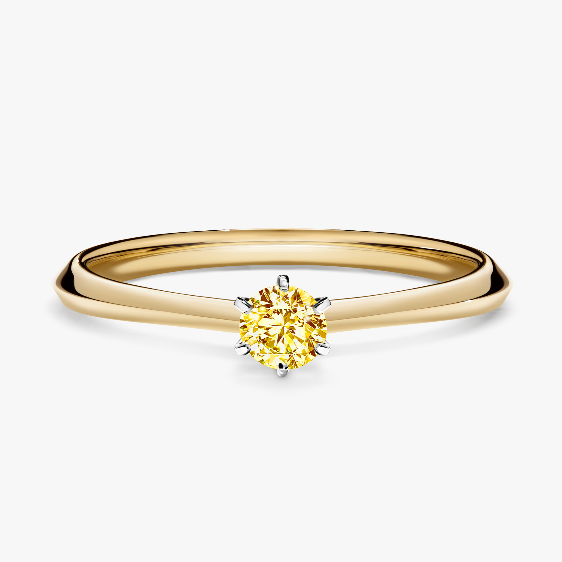 Pierścionek zaręczynowy My Queen z żółtego złota z żółtym diamentem 0,17ct