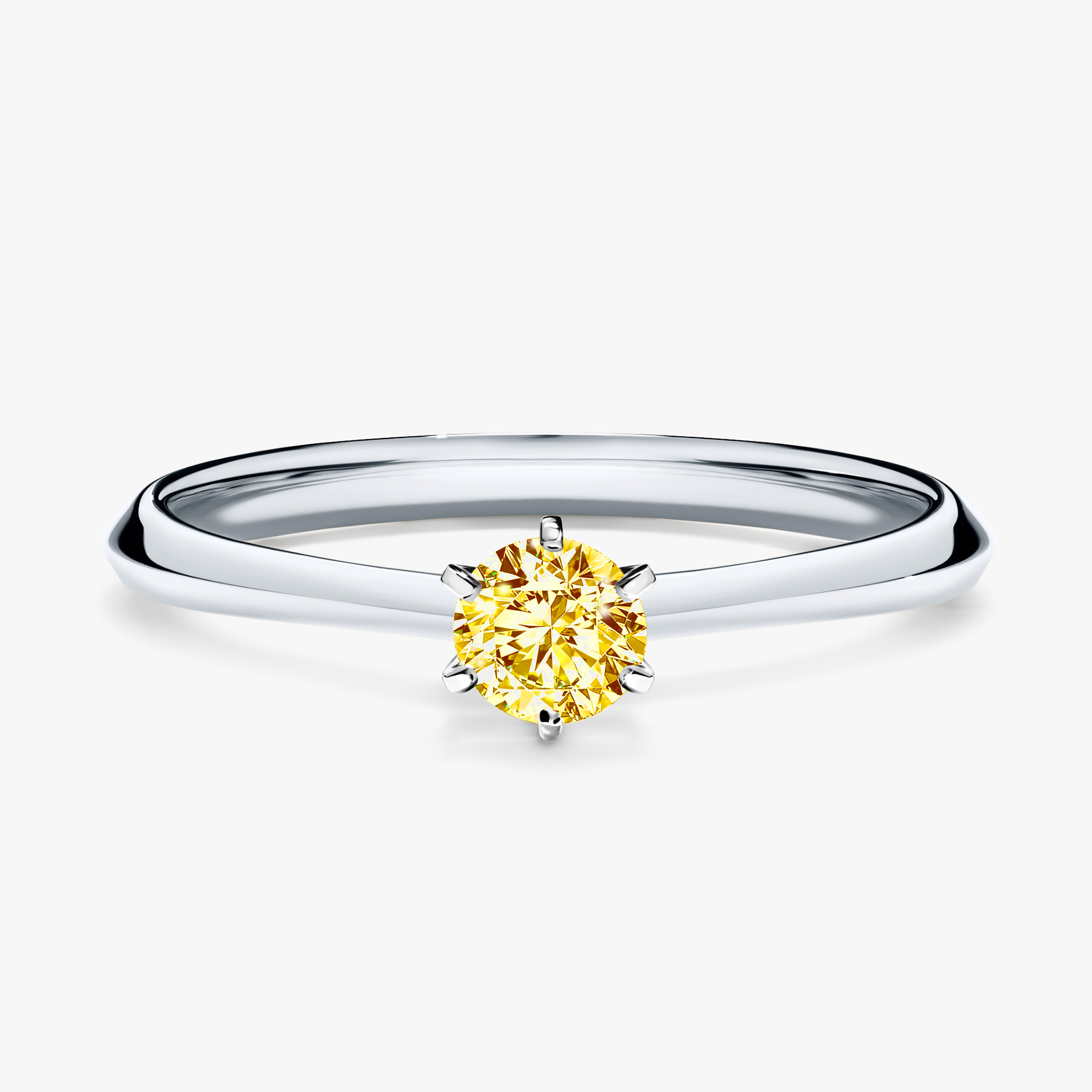 Pierścionek zaręczynowy My Queen z białego złota z żółtym diamentem 0,25ct