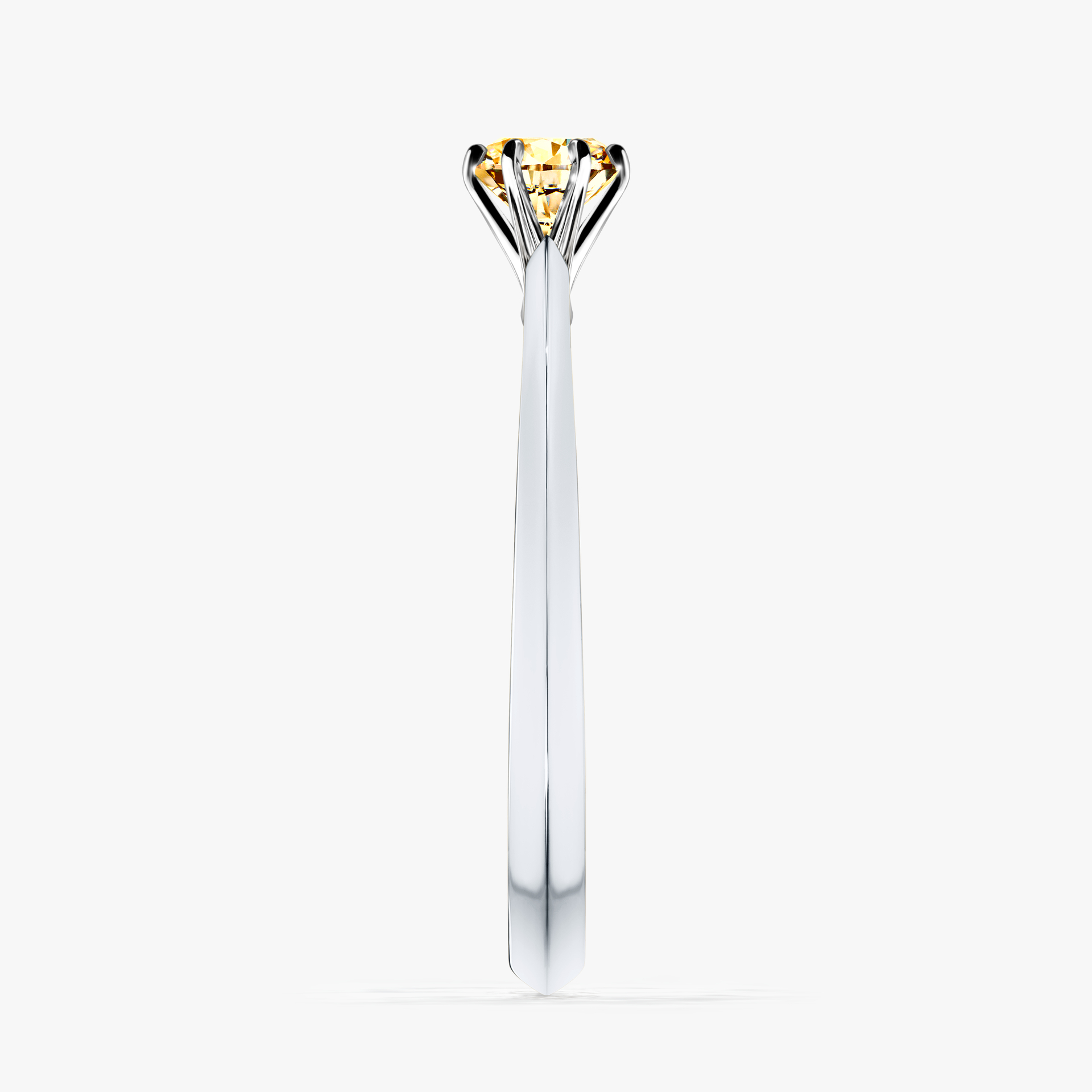 Pierścionek zaręczynowy My Queen z białego złota z żółtym diamentem 0,25ct
