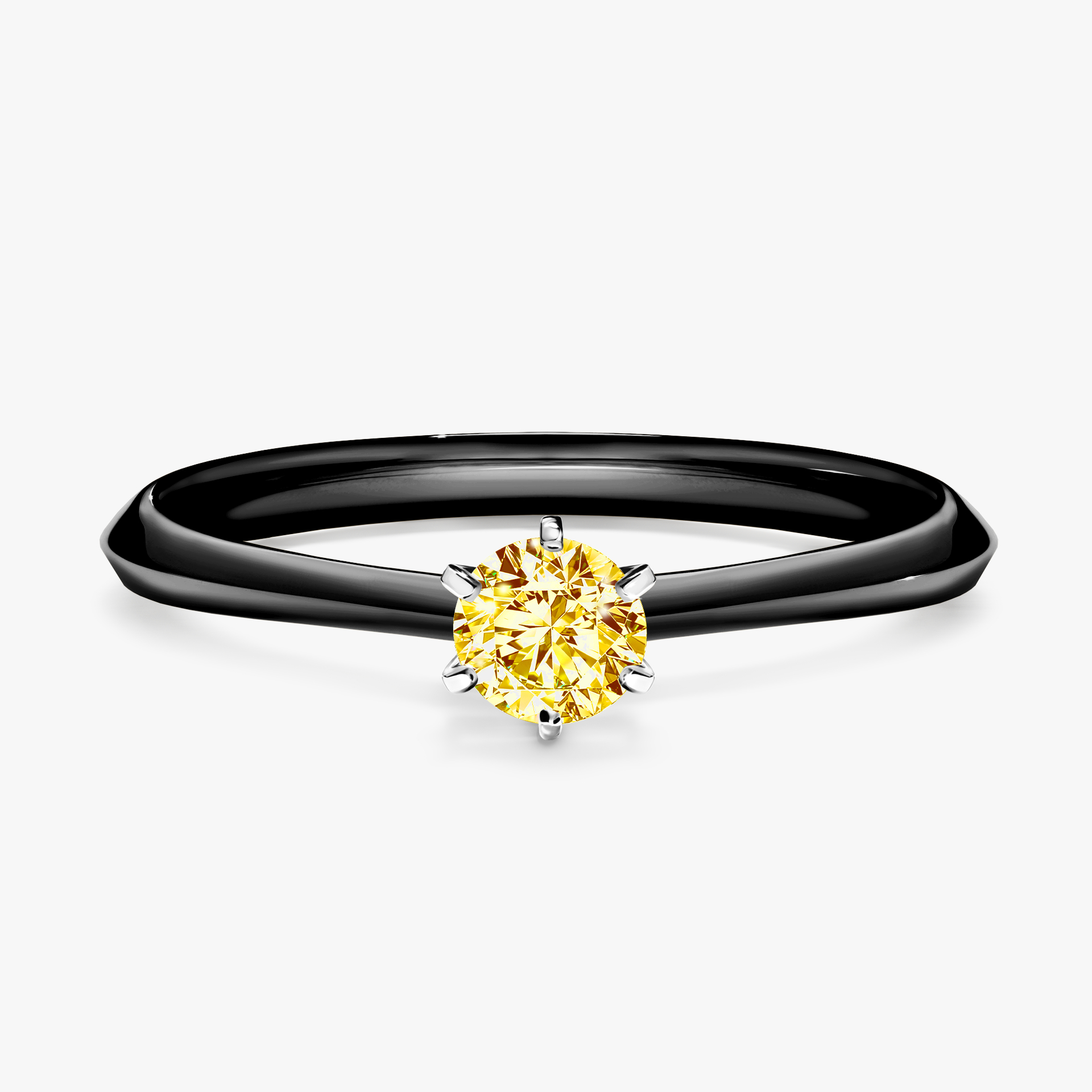Pierścionek zaręczynowy My Queen z czarnego złota z żółtym diamentem 0,25ct