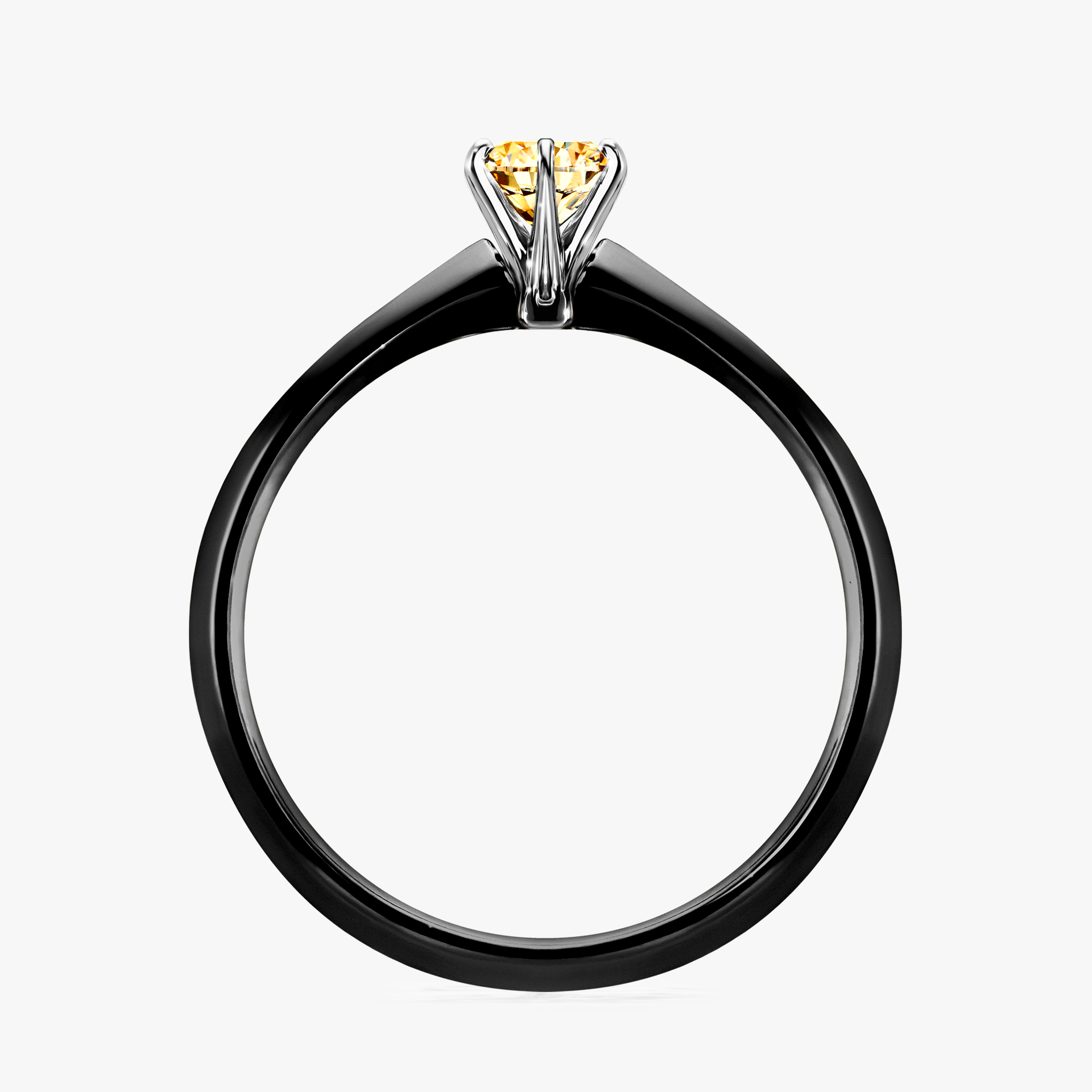 Pierścionek zaręczynowy My Queen z czarnego złota z żółtym diamentem 0,25ct