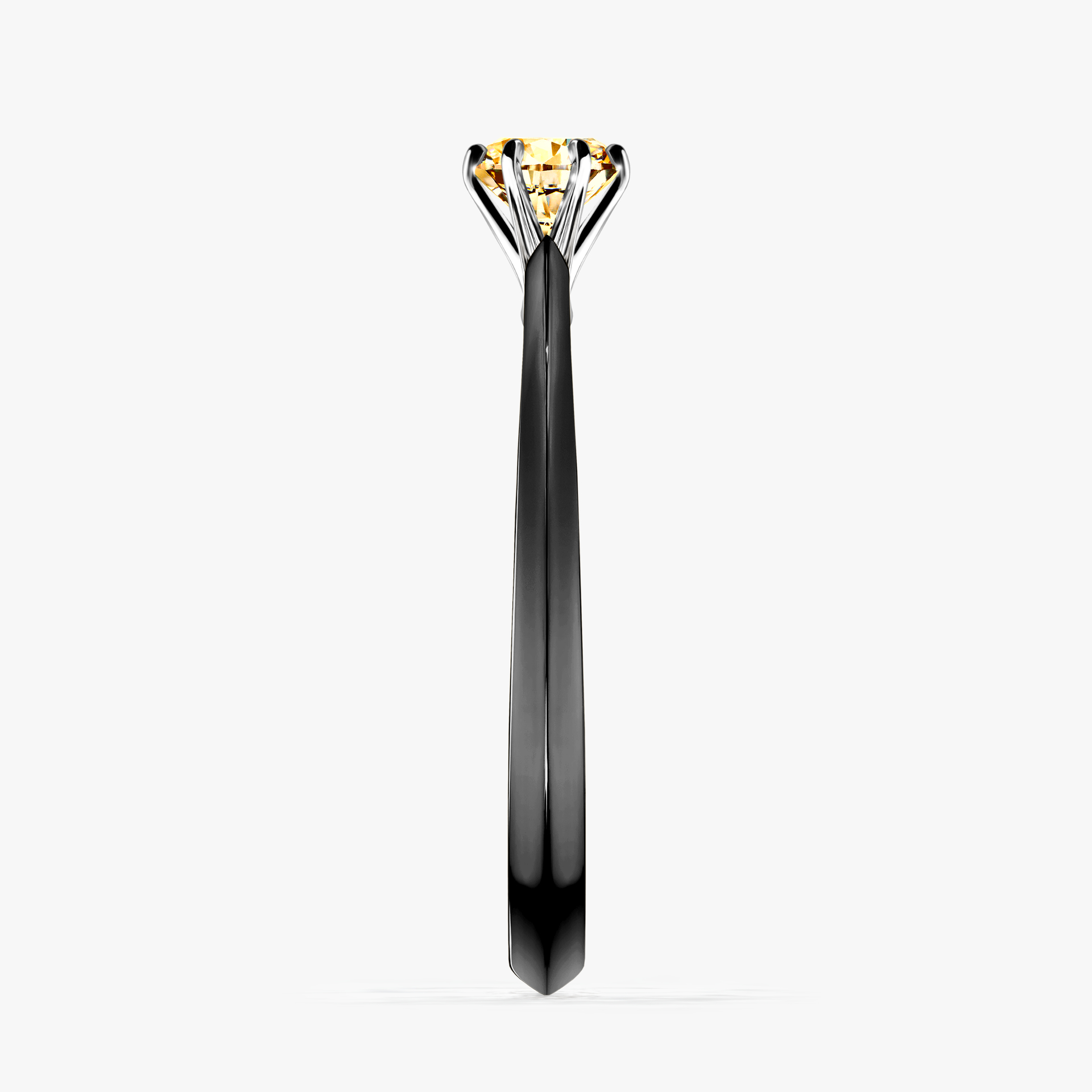 Pierścionek zaręczynowy My Queen z czarnego złota z żółtym diamentem 0,25ct