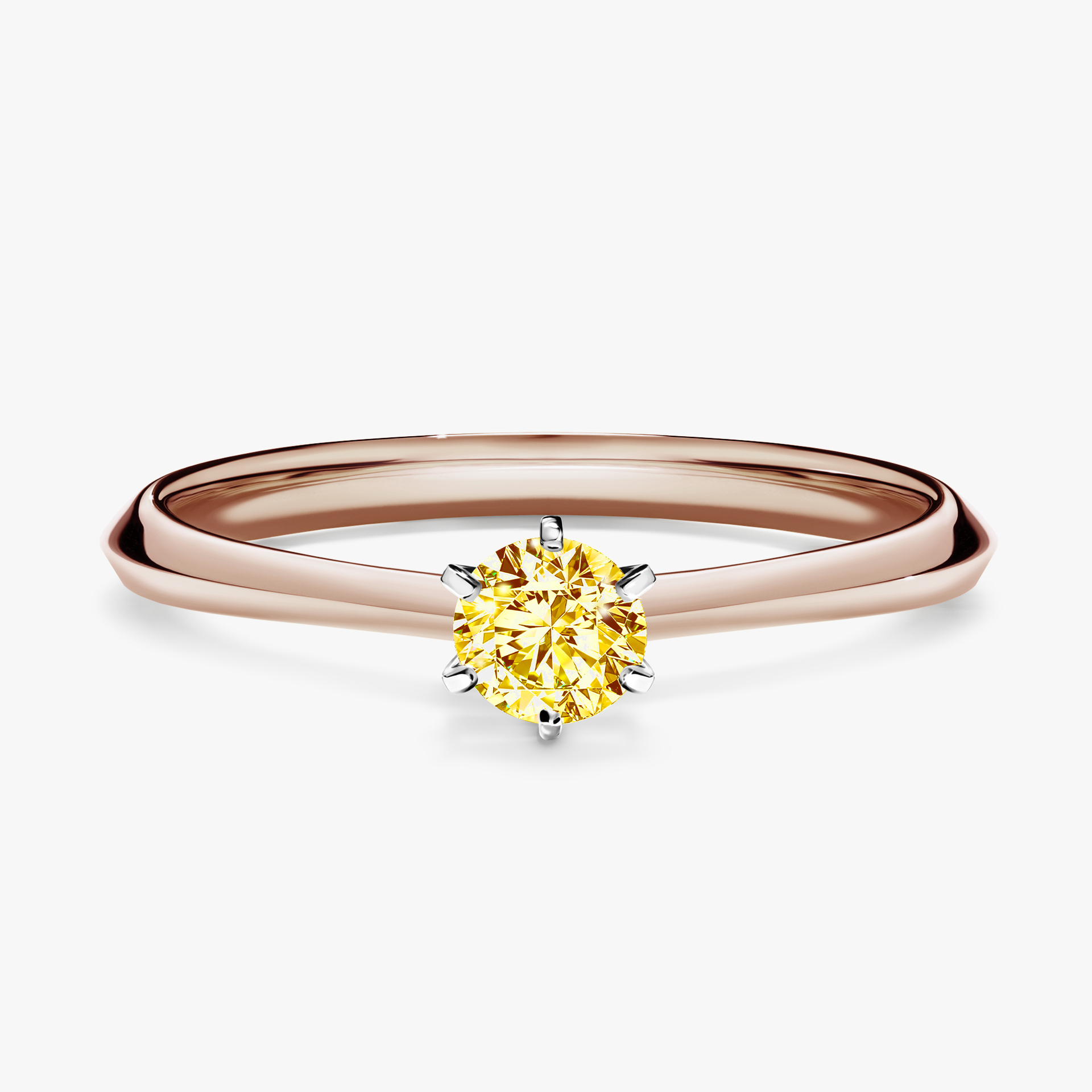 Pierścionek zaręczynowy My Queen z różowego złota z żółtym diamentem 0,25ct