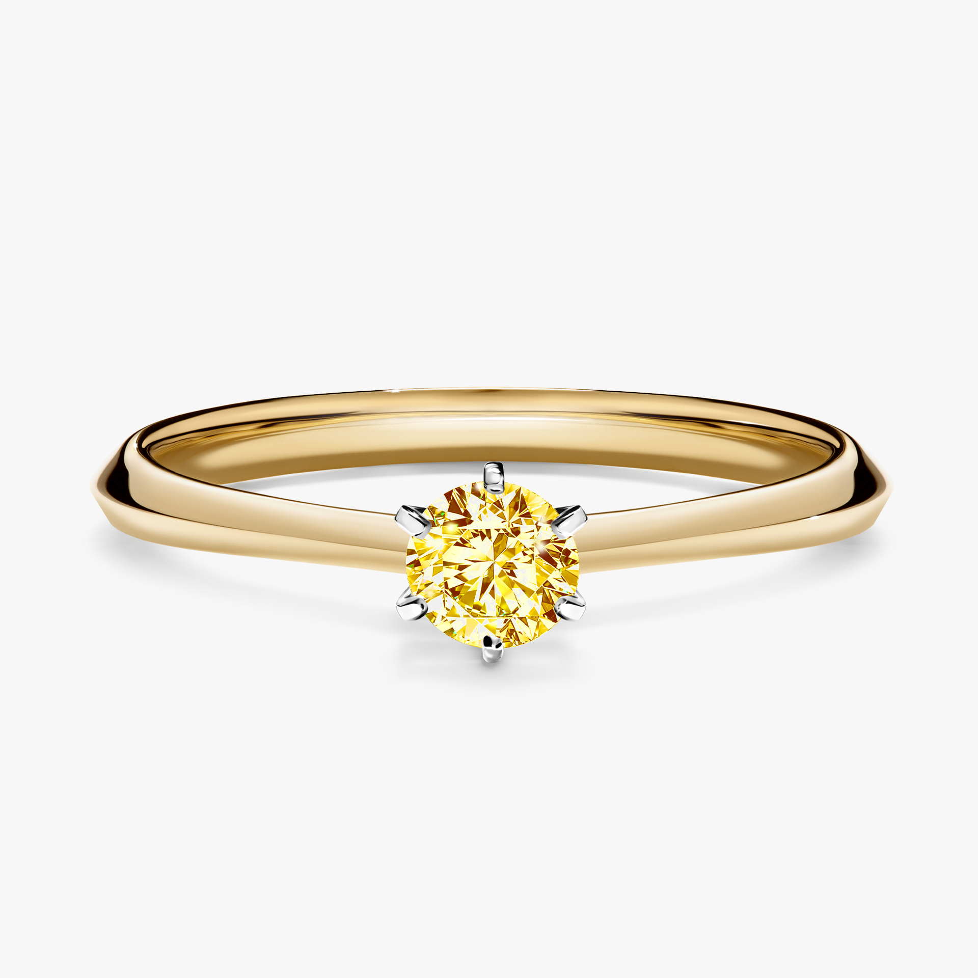 Pierścionek zaręczynowy My Queen z żółtego złota z żółtym diamentem 0,25ct